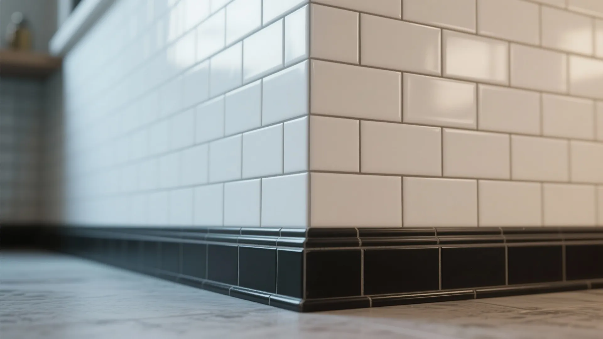 4. Black Baseboard with White Walls