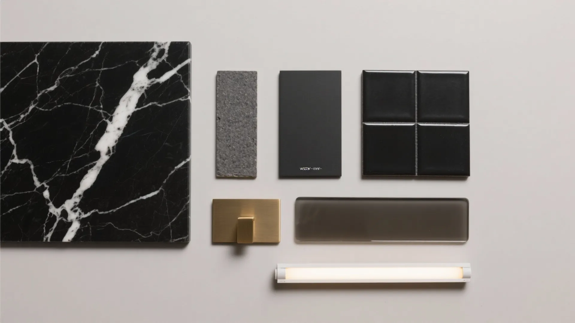 2) Black stone slab splash walls