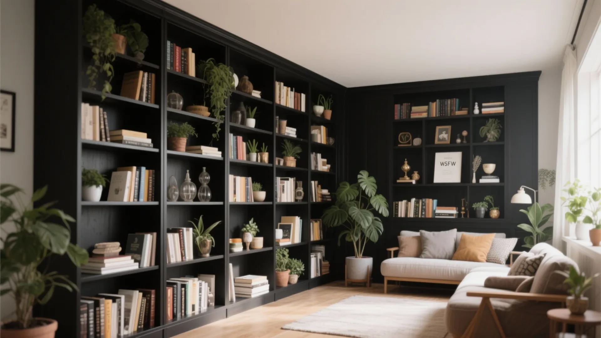 Black Bookshelves as Statement Pieces