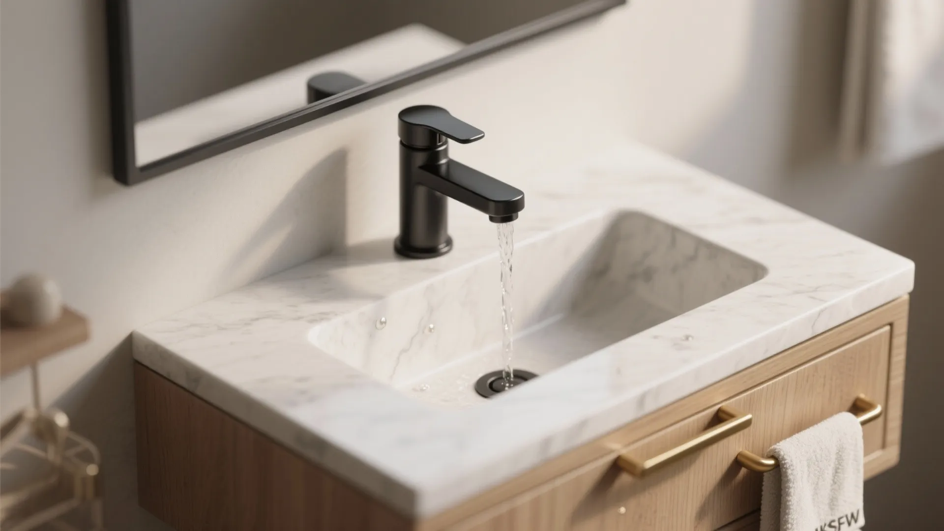 Matte Black Fixtures with Warm Brass Accents