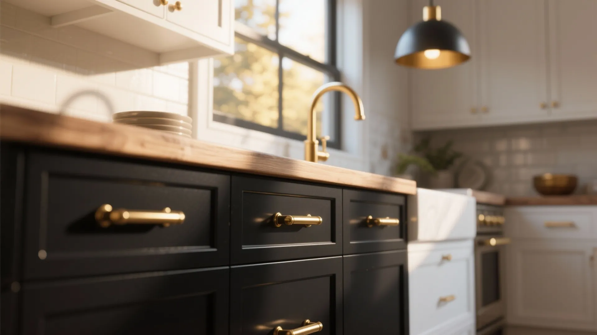 4. Mixed black and brass accents for contrast