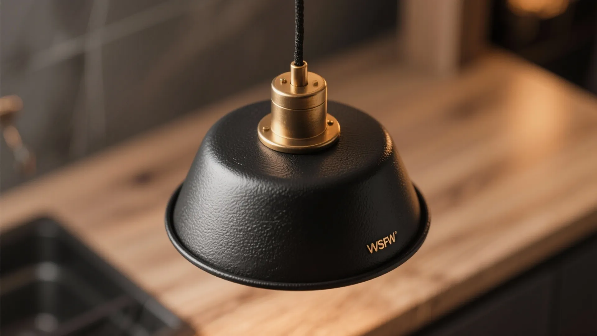 3. Matte black with warm brass accents for contrast