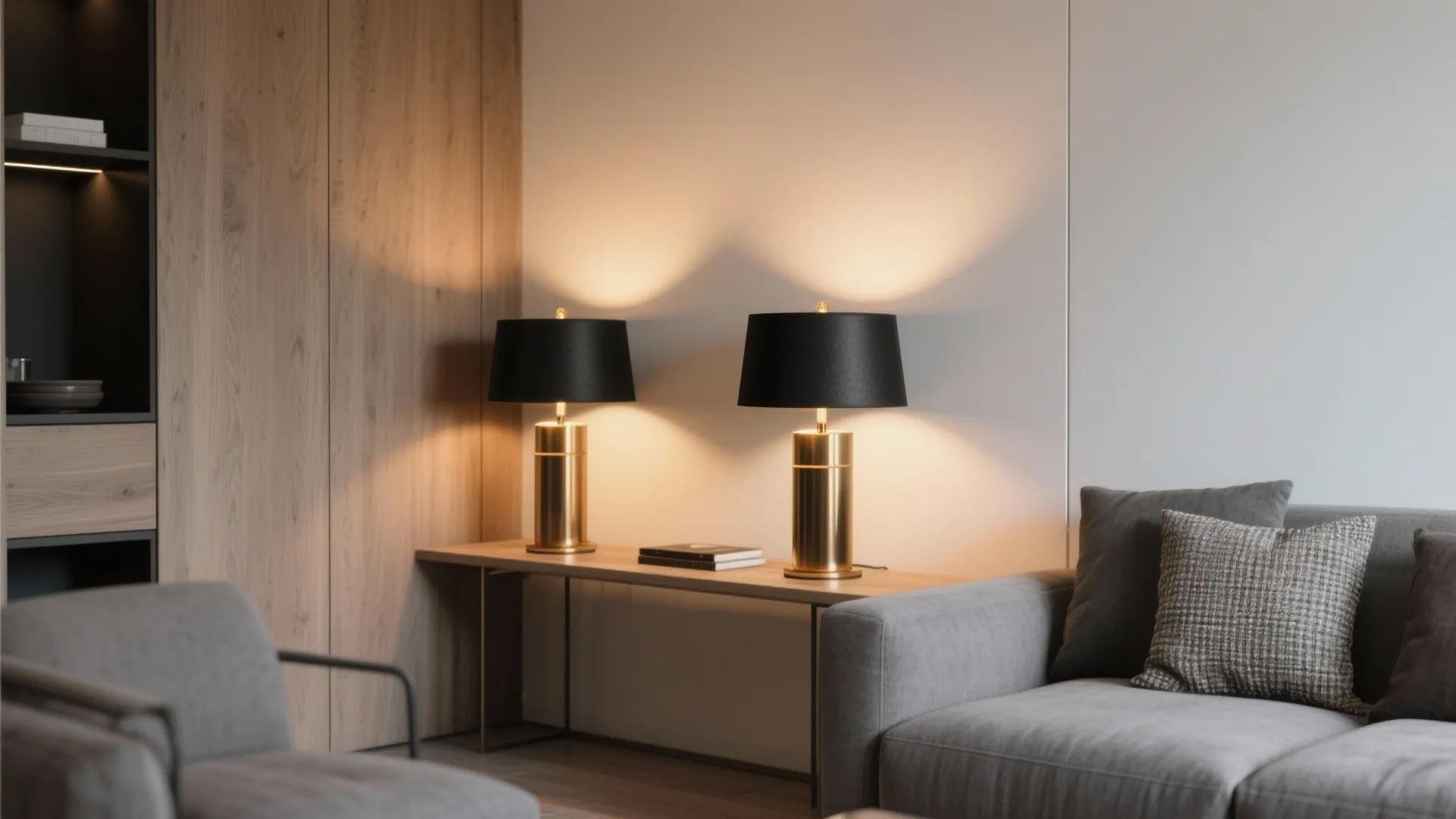 2. Black Table Lamps with Brass Accents