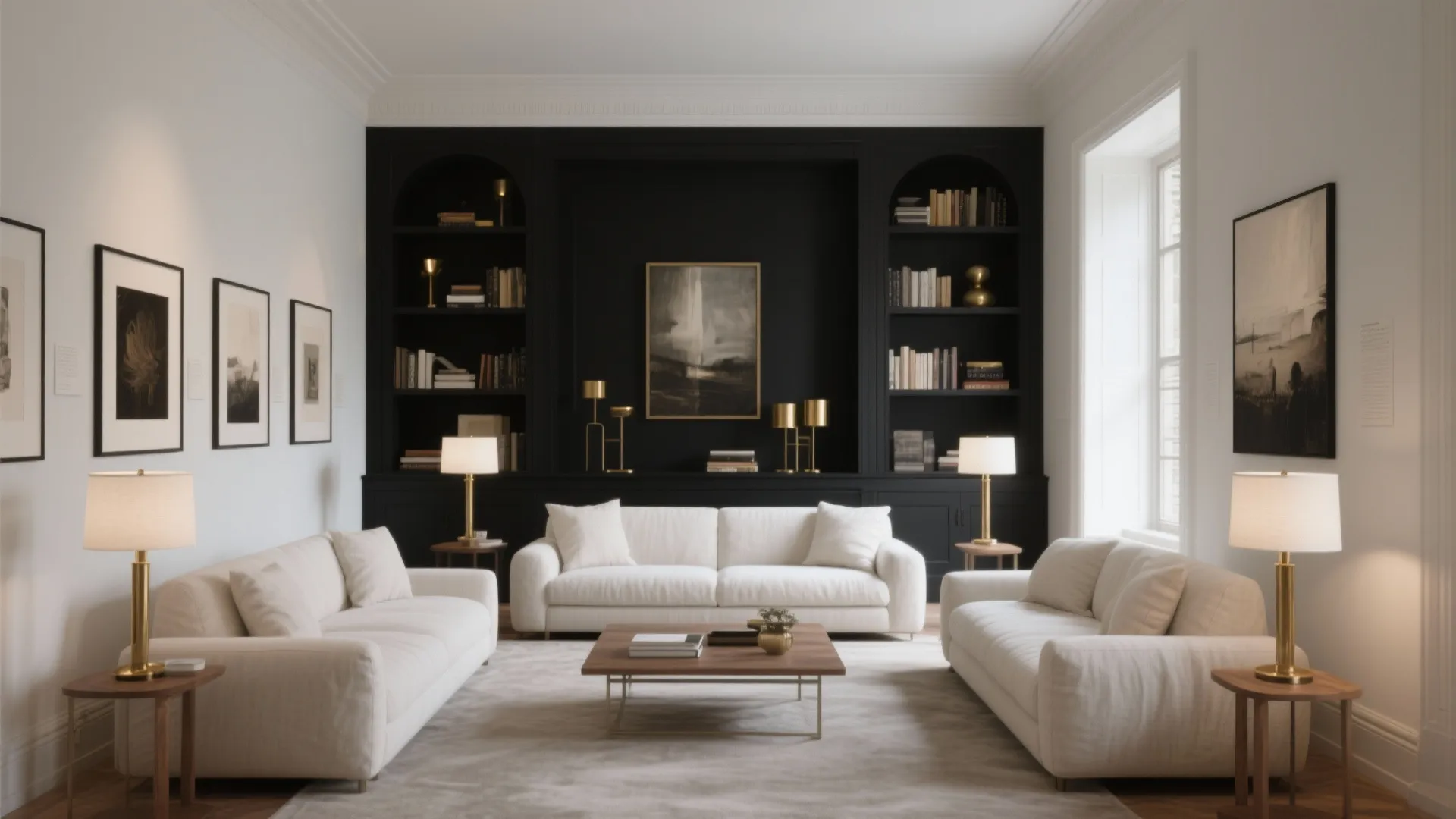 Black, Brass, and Warm White Contrast