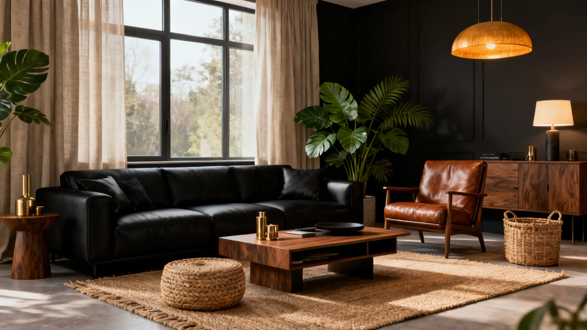 Black & Brown Living Room Ideas