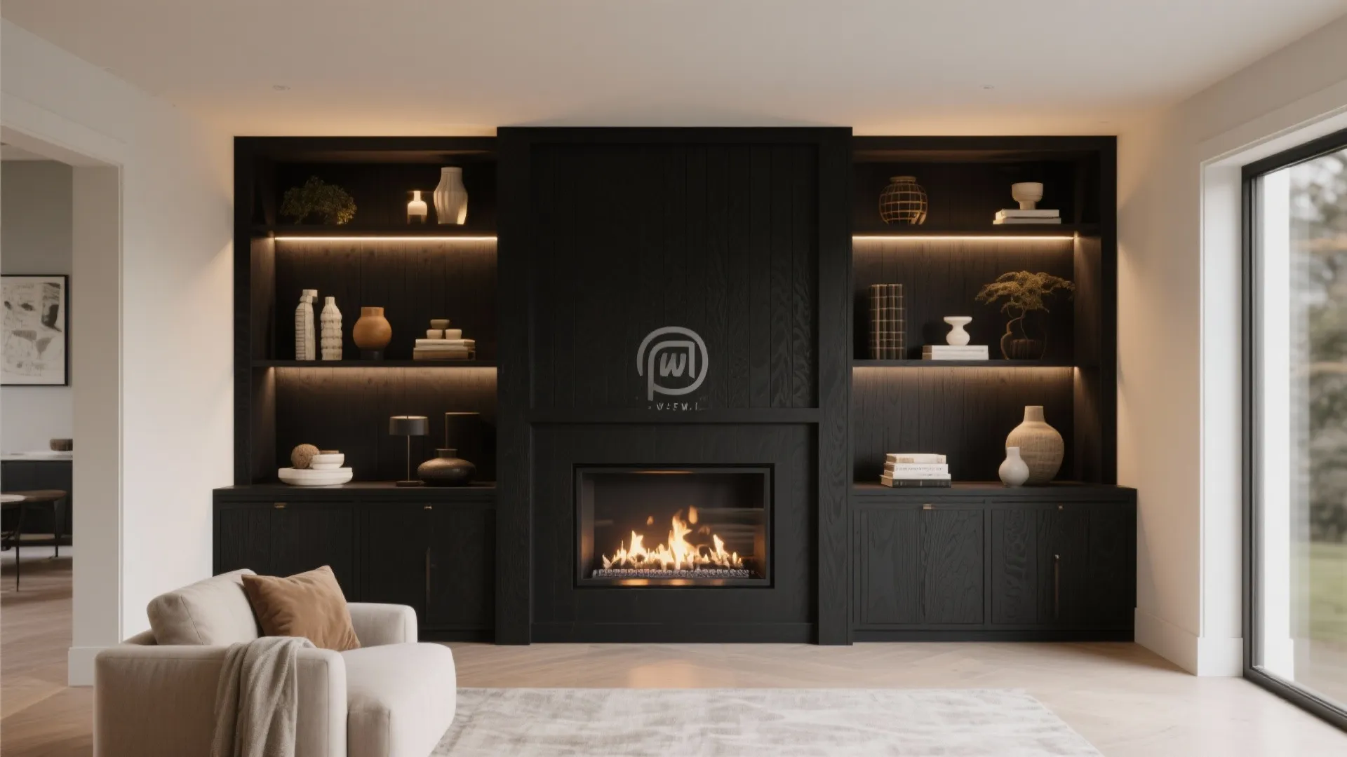 5. Black Built-In Shelving