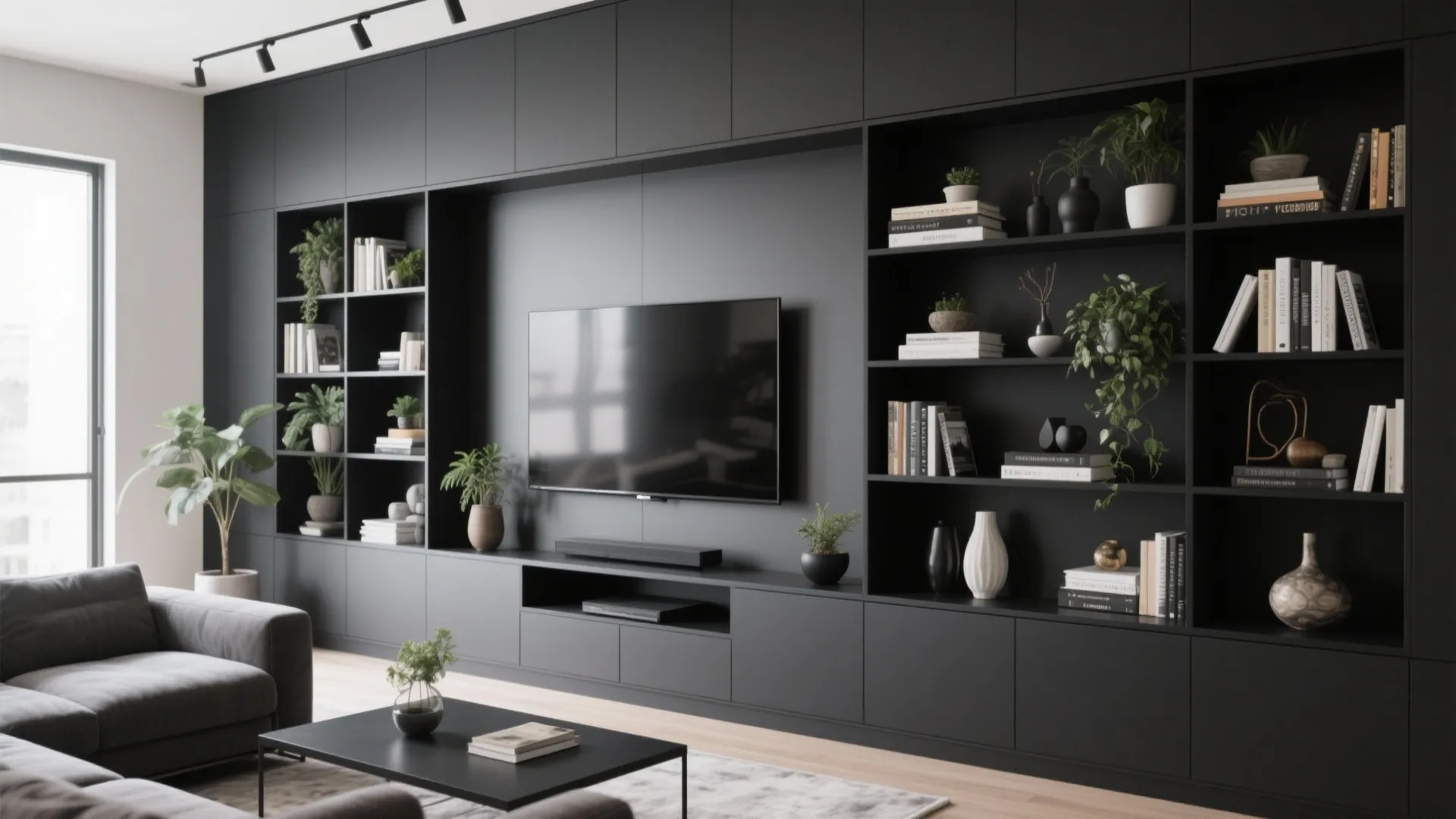 5. Black Built-in Shelving