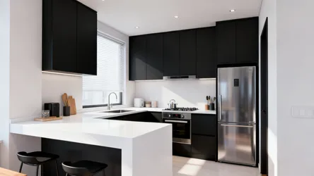 Black Cabinets Stainless Steel Appliances Small Kitchen Ideas