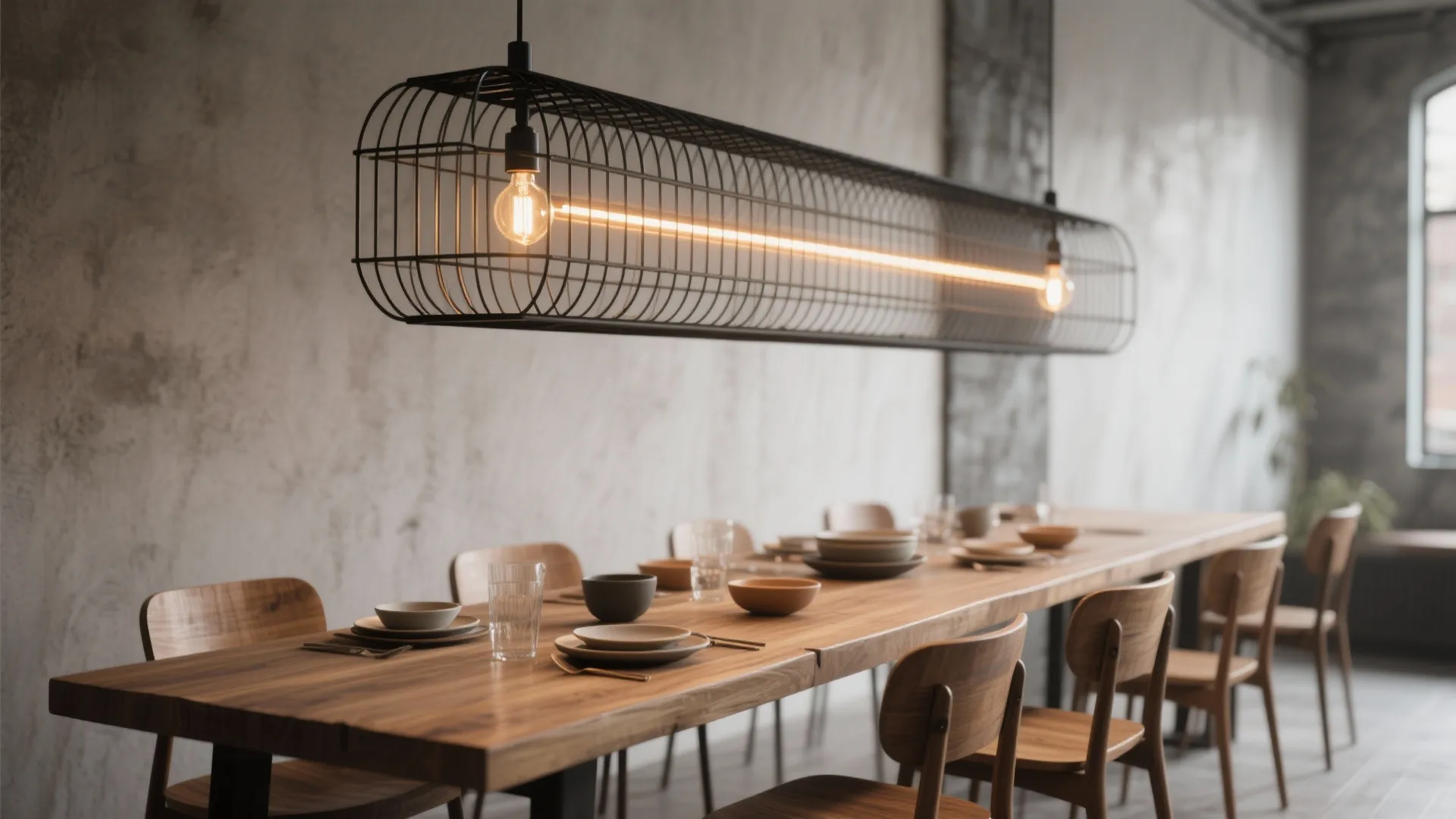 5. Black metal cage linear fixture