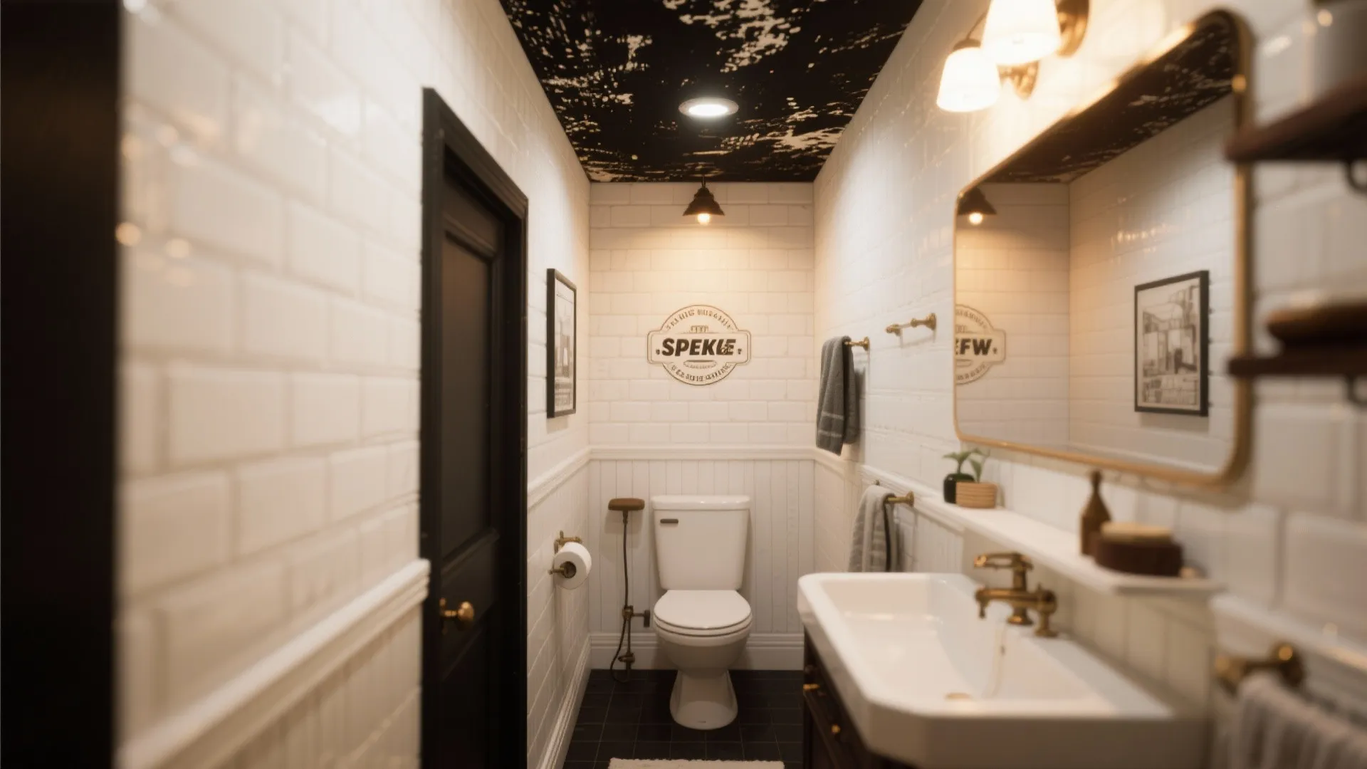 7. White Walls with Black Ceiling