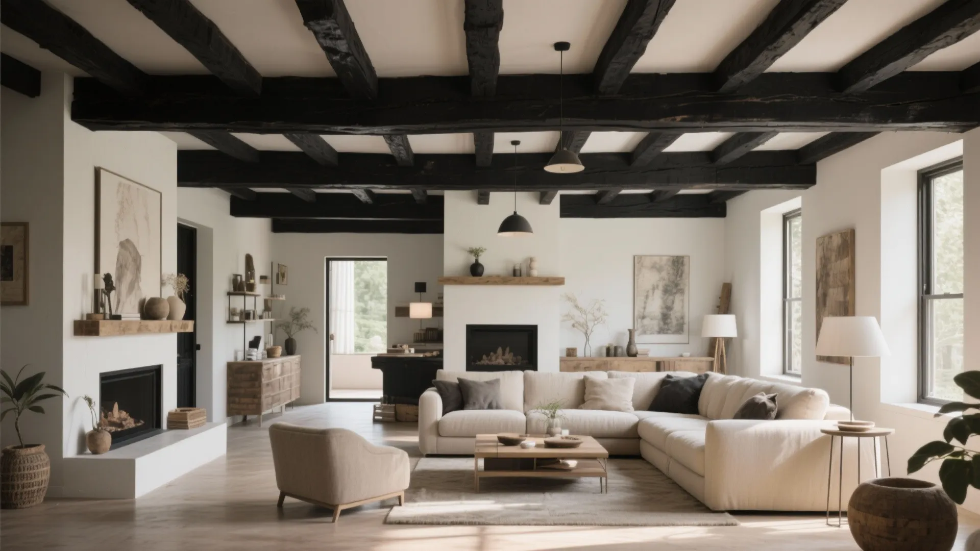 7. Black Ceiling Beams