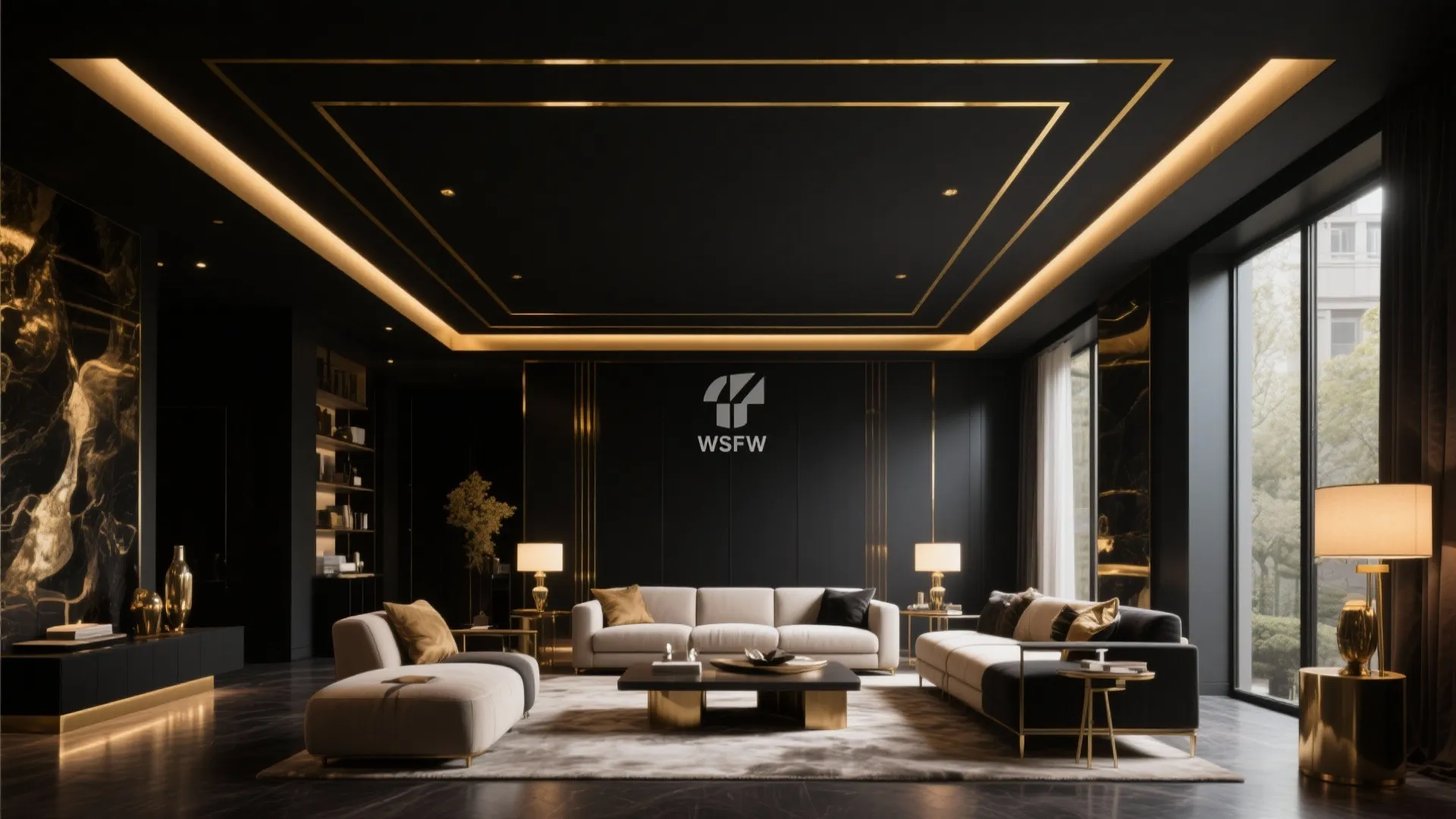 10. Black Ceiling with Gold Inlay