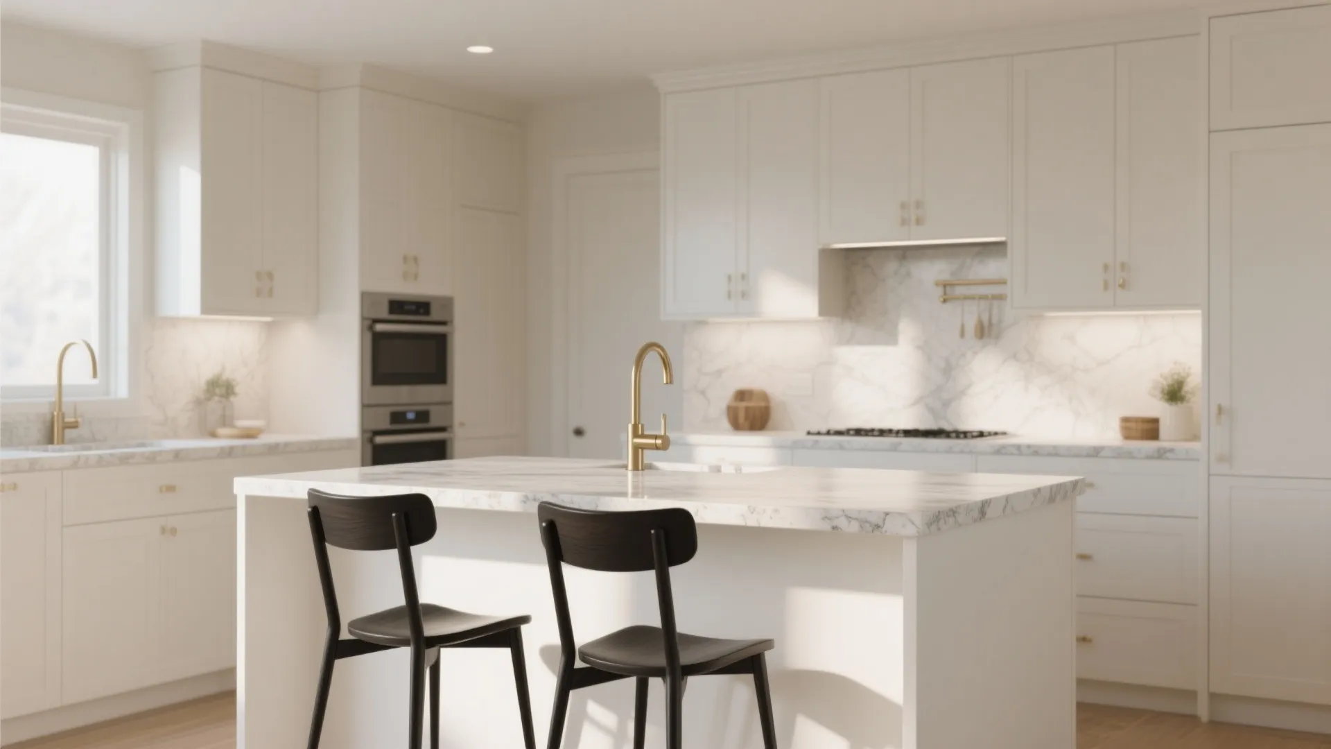 2. Use Black Chairs as an Accent in a Light Kitchen