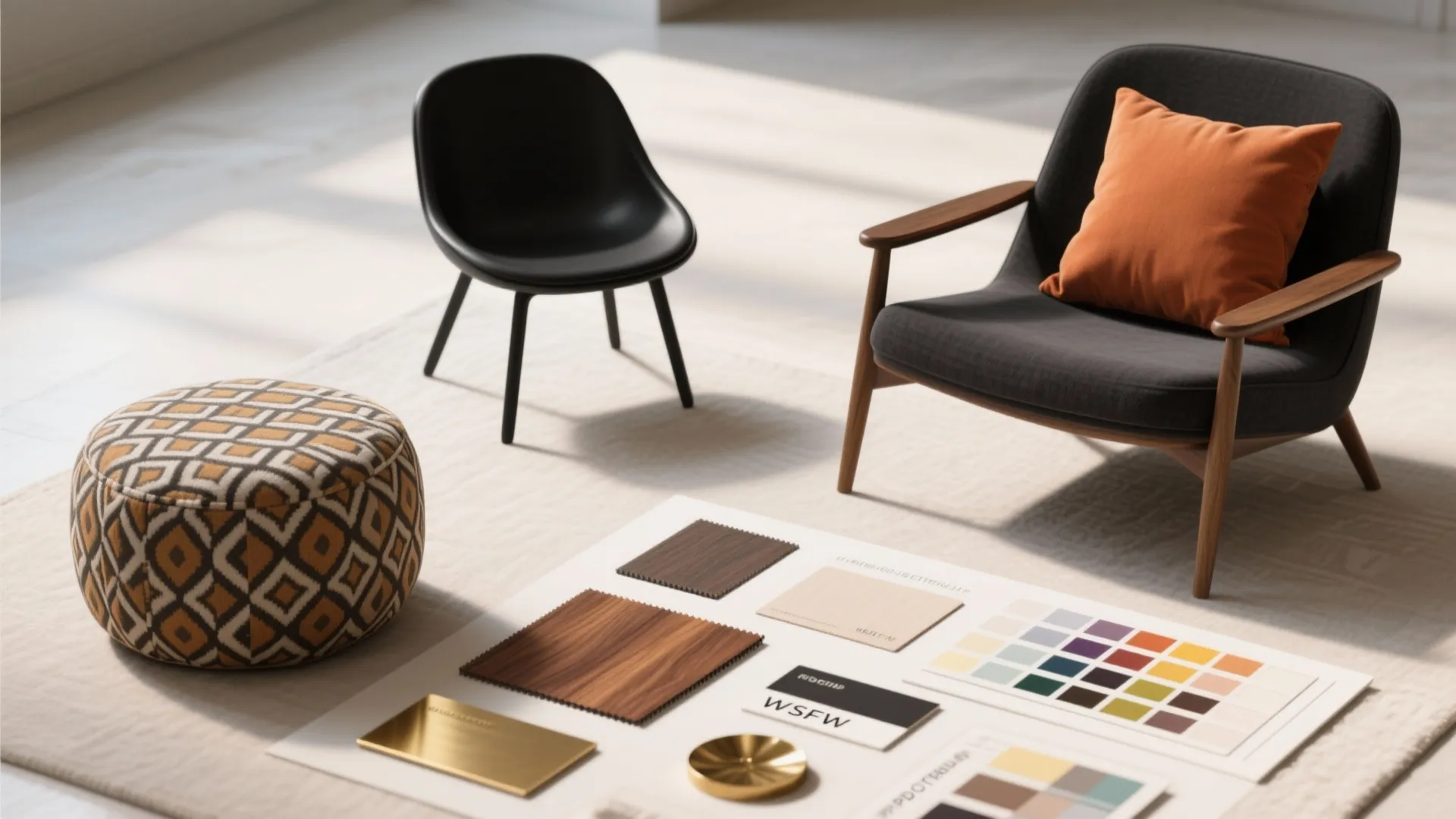 4. Mix black chairs with a pop color or pattern