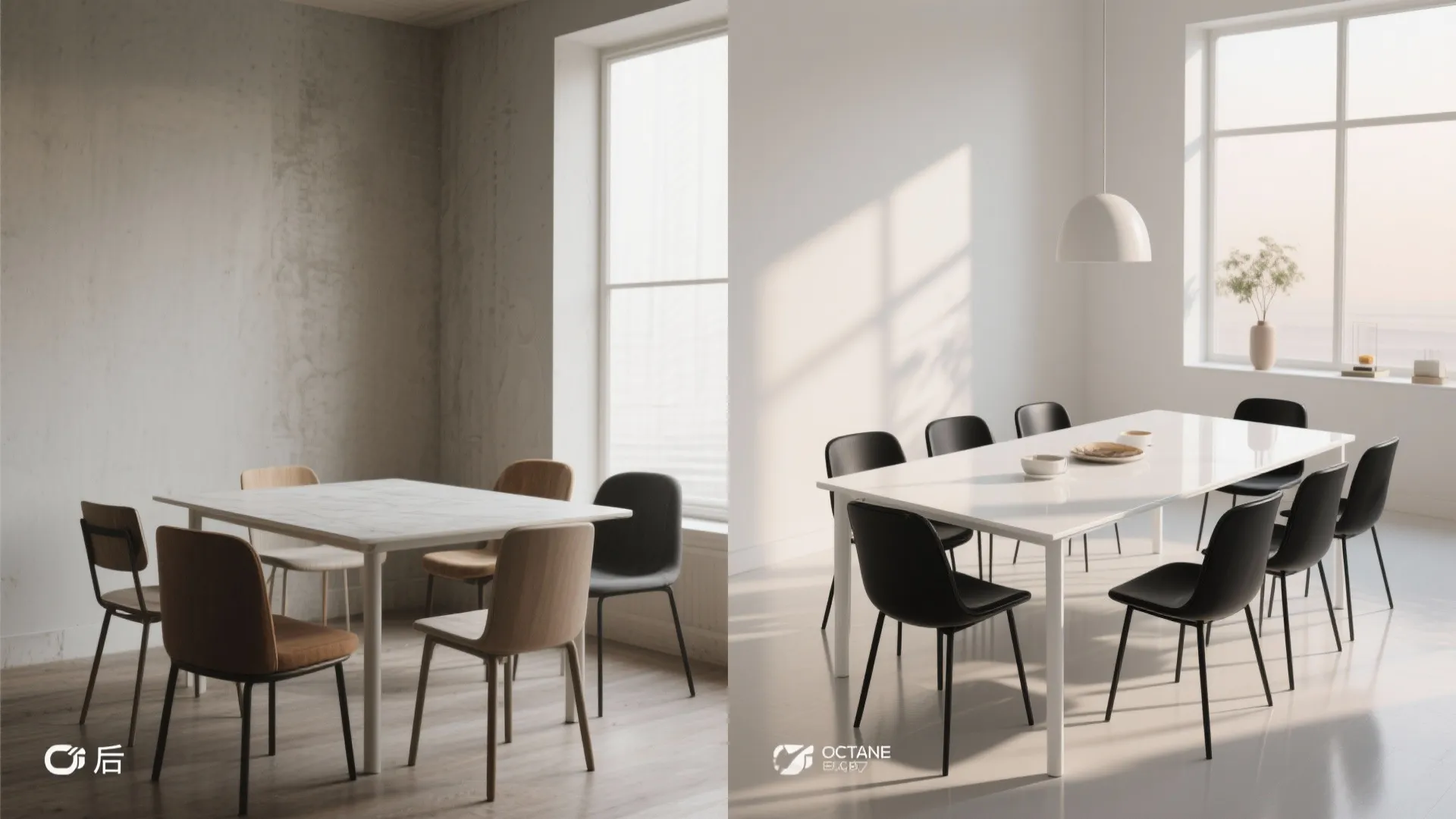 4. Use black chairs with white table for contrast