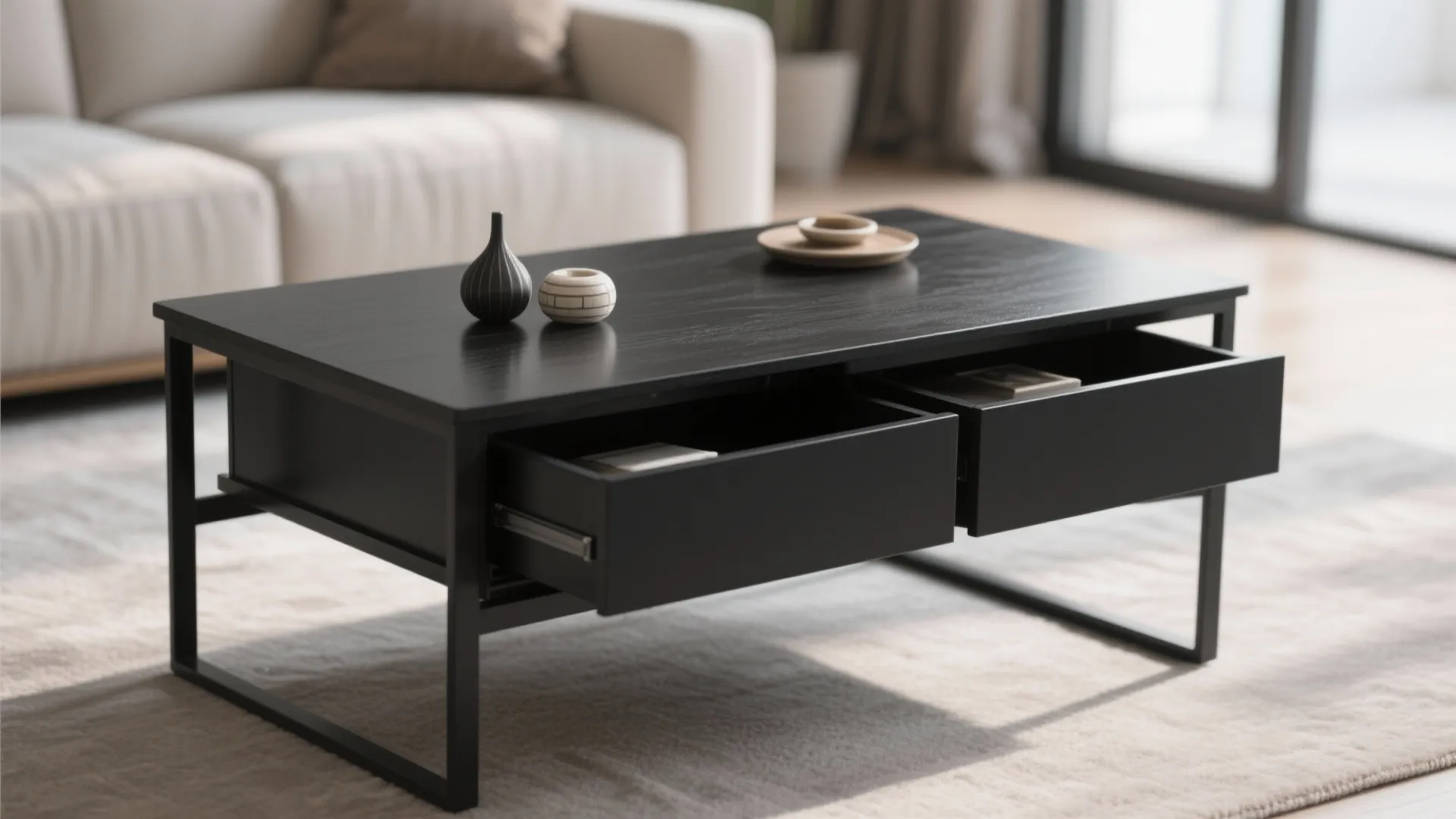 Black Coffee Table with Storage