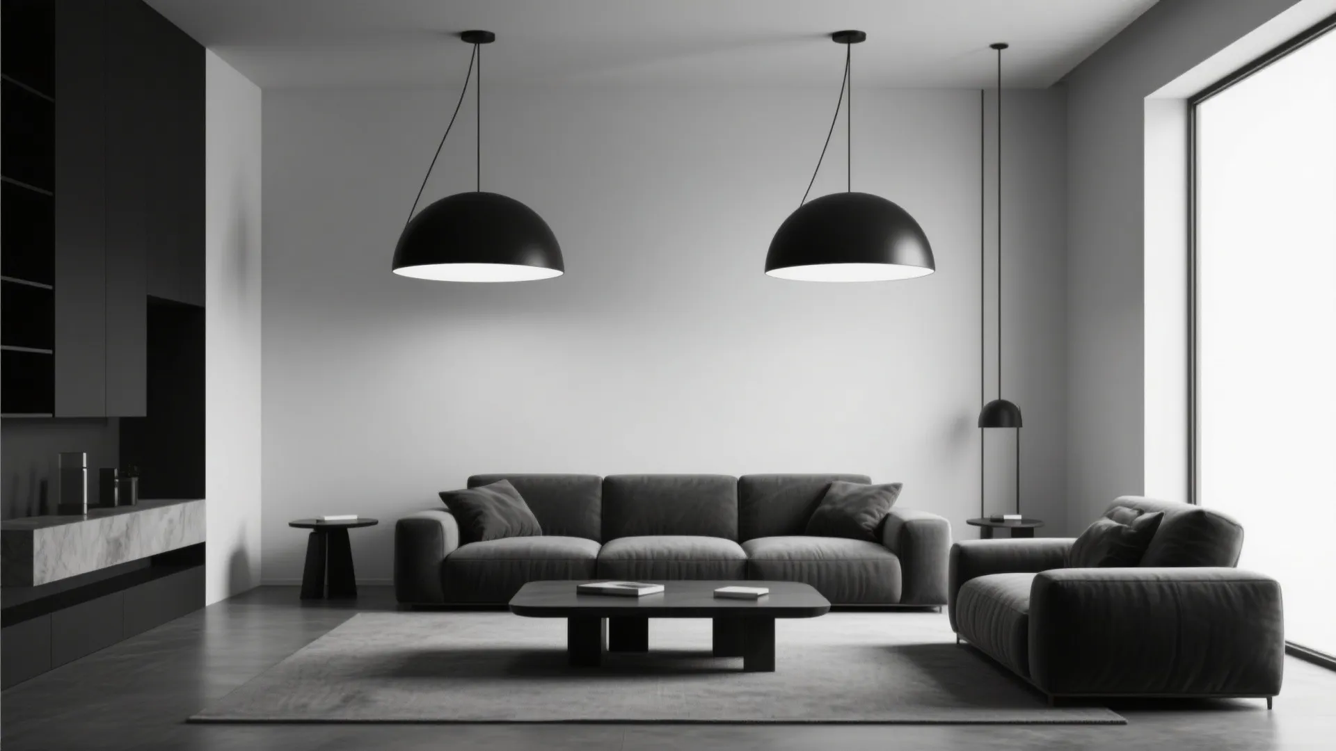 9. Matte Black Dome Pendants