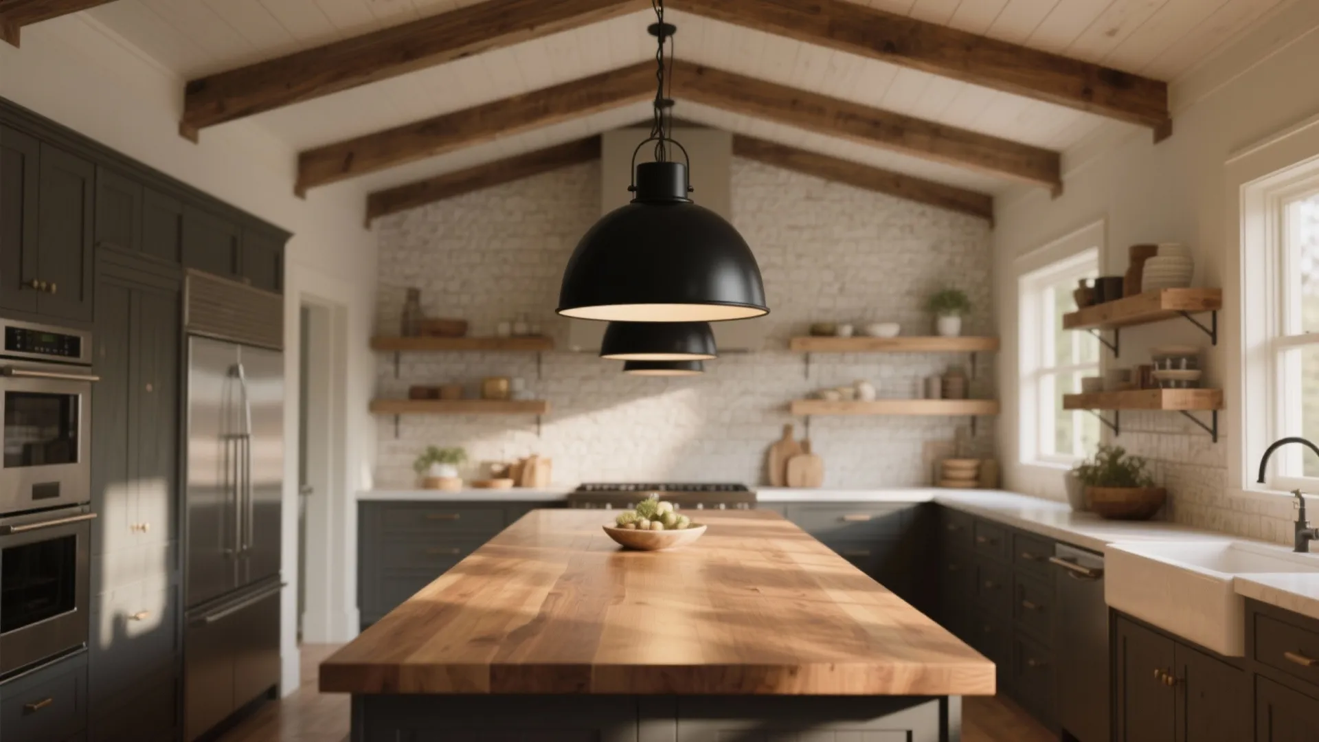 Kitchen Island Too Dark? Black Farmhouse Pendant Lights