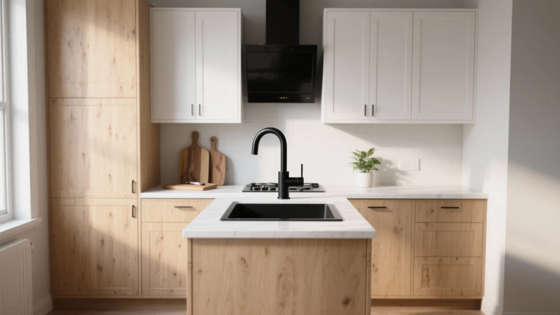 2. Contrast with light cabinetry