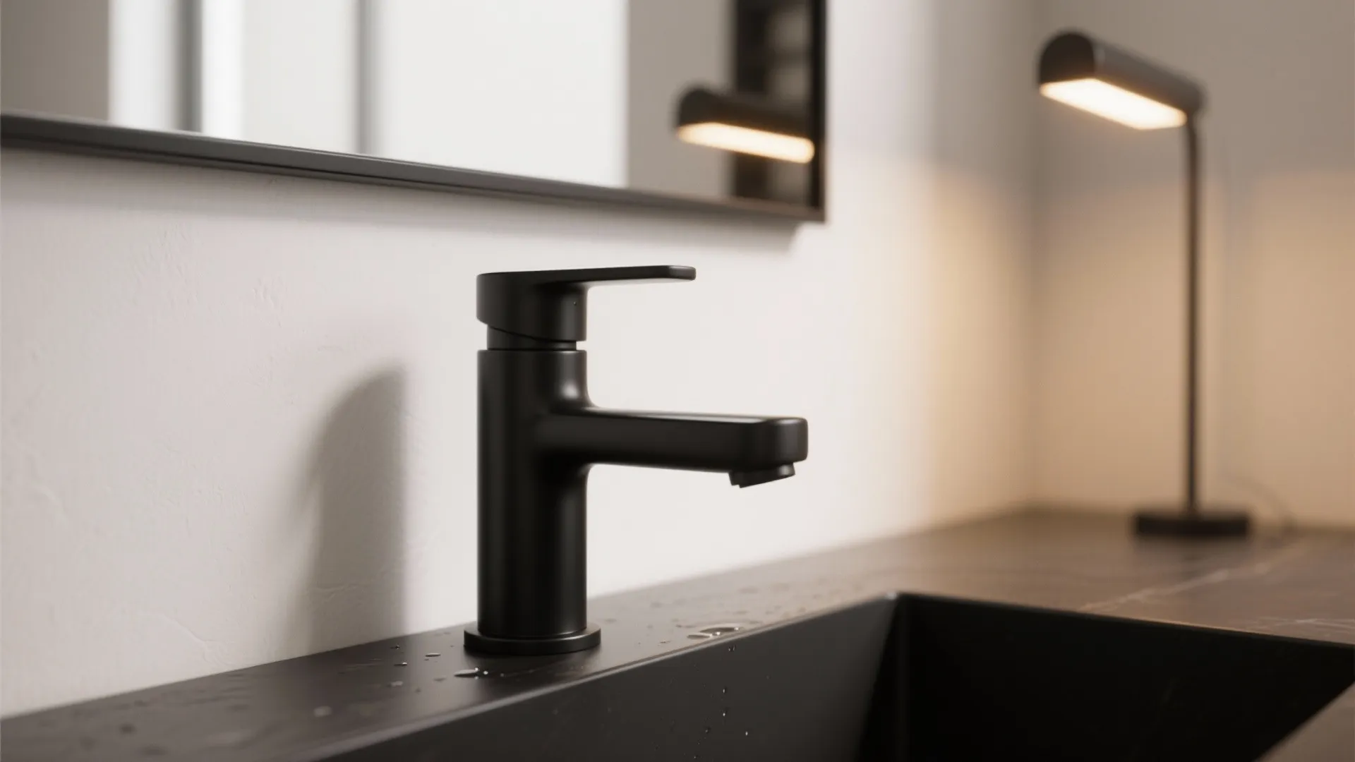 3. Black fixtures with warm white walls
