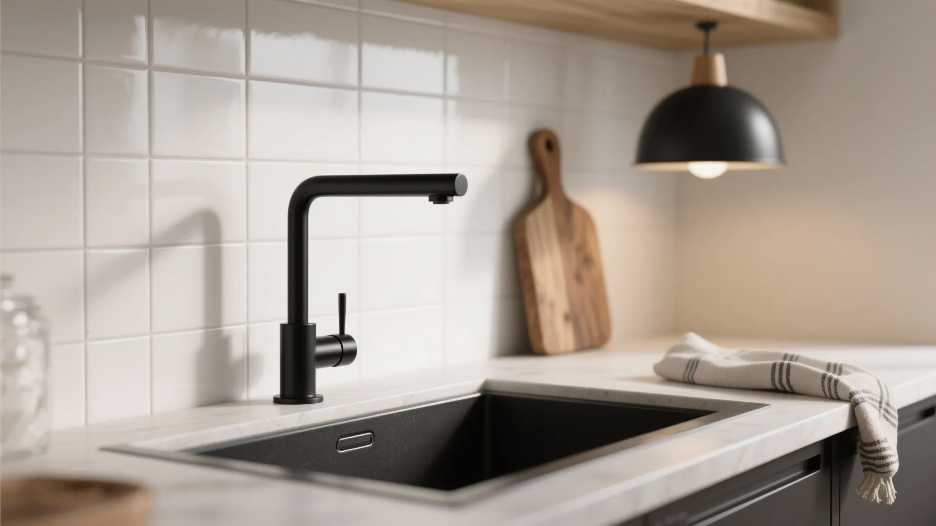 5. Black Fixtures and Soft Accents