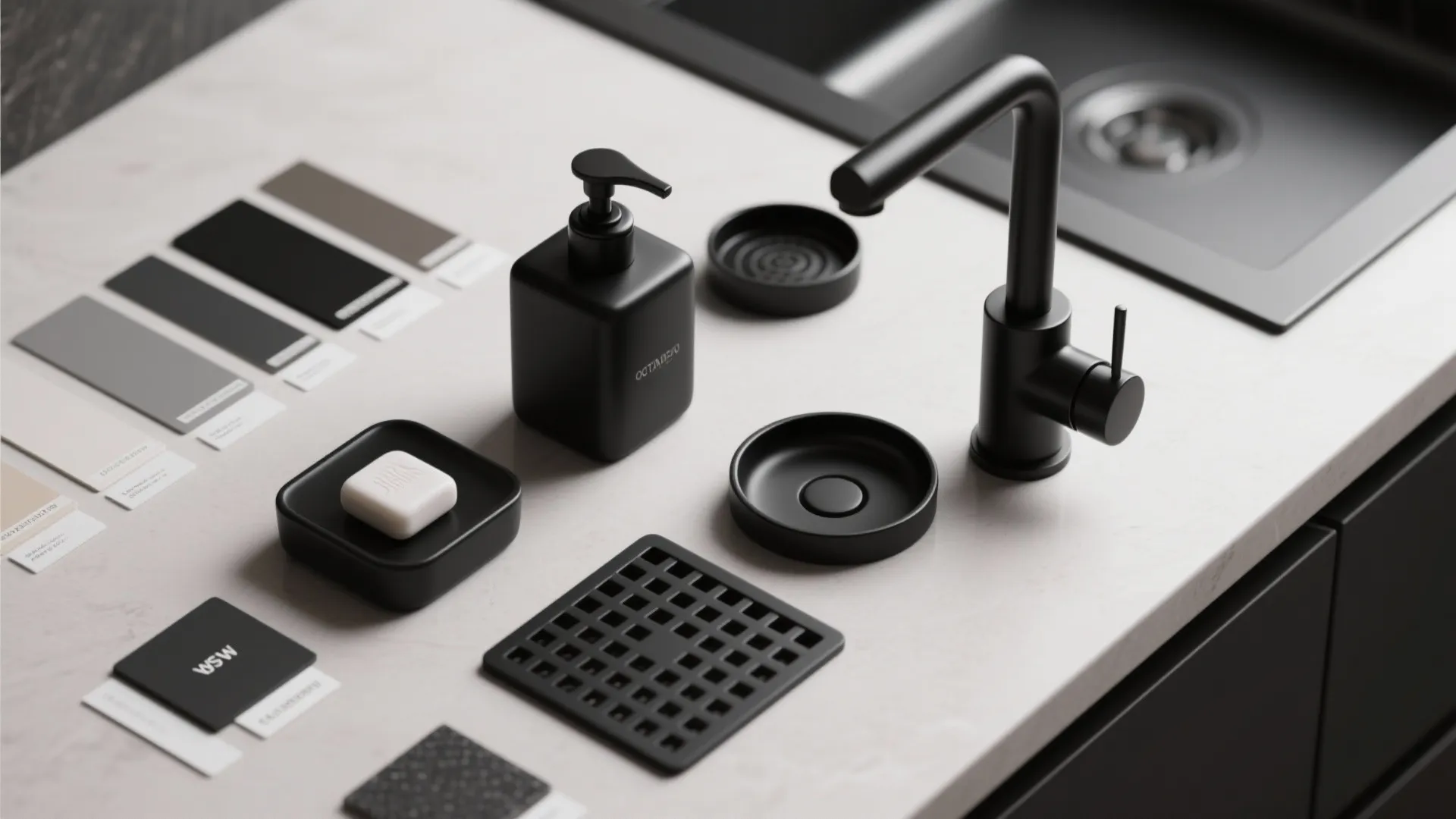 4. Black fixtures and matching accessories