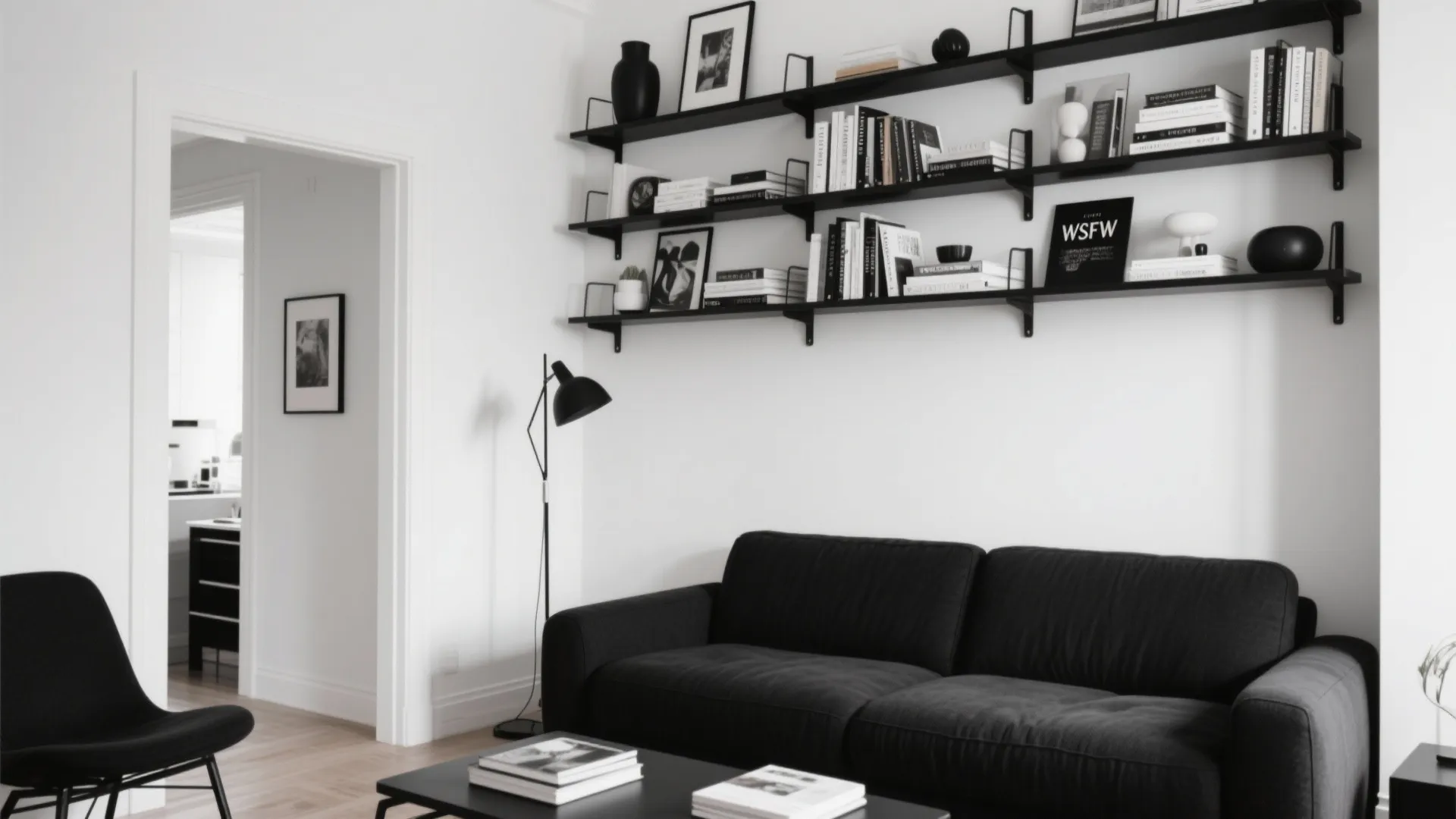 7. Floating Shelves in Black