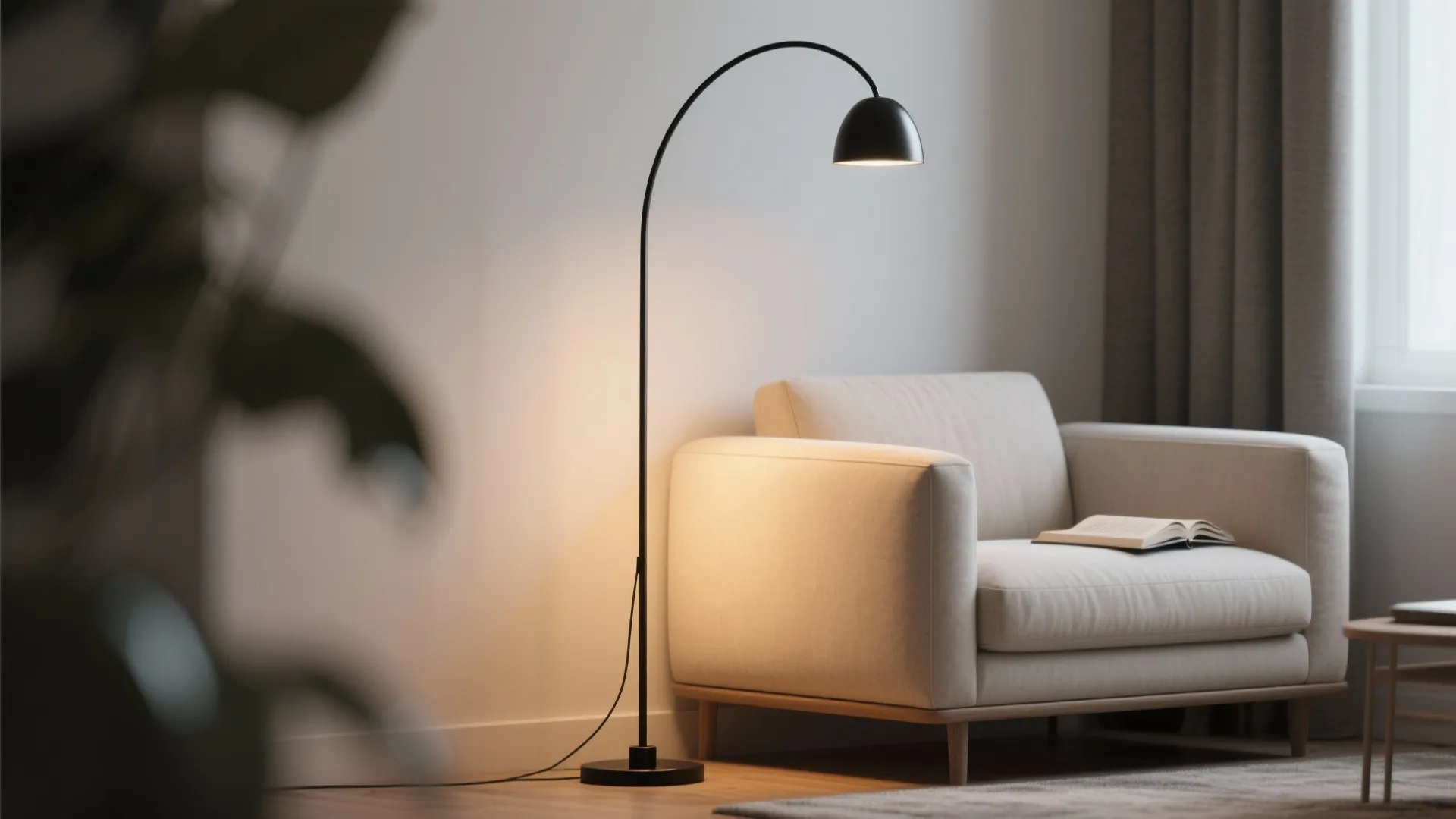 3. Black floor lamp as a movable mood-maker