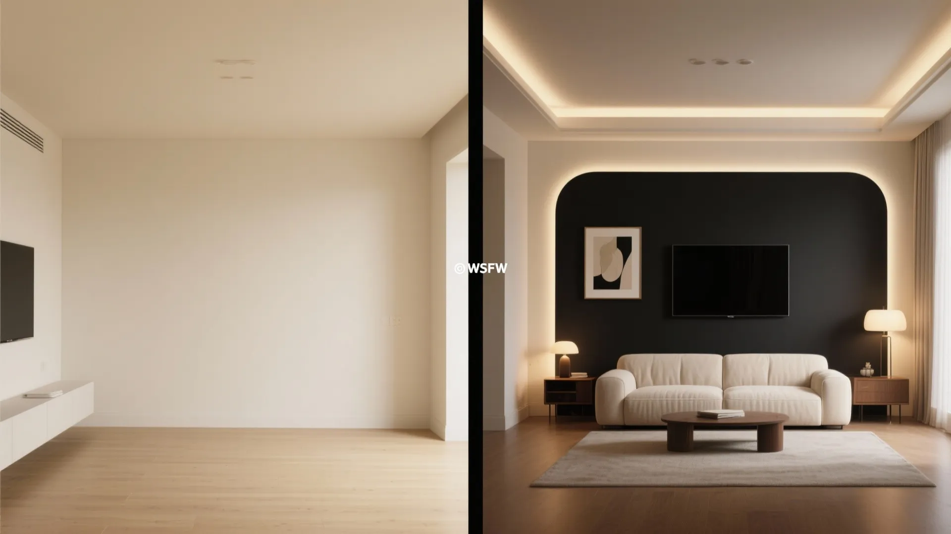 3. Black Focal Wall with Cream Trim