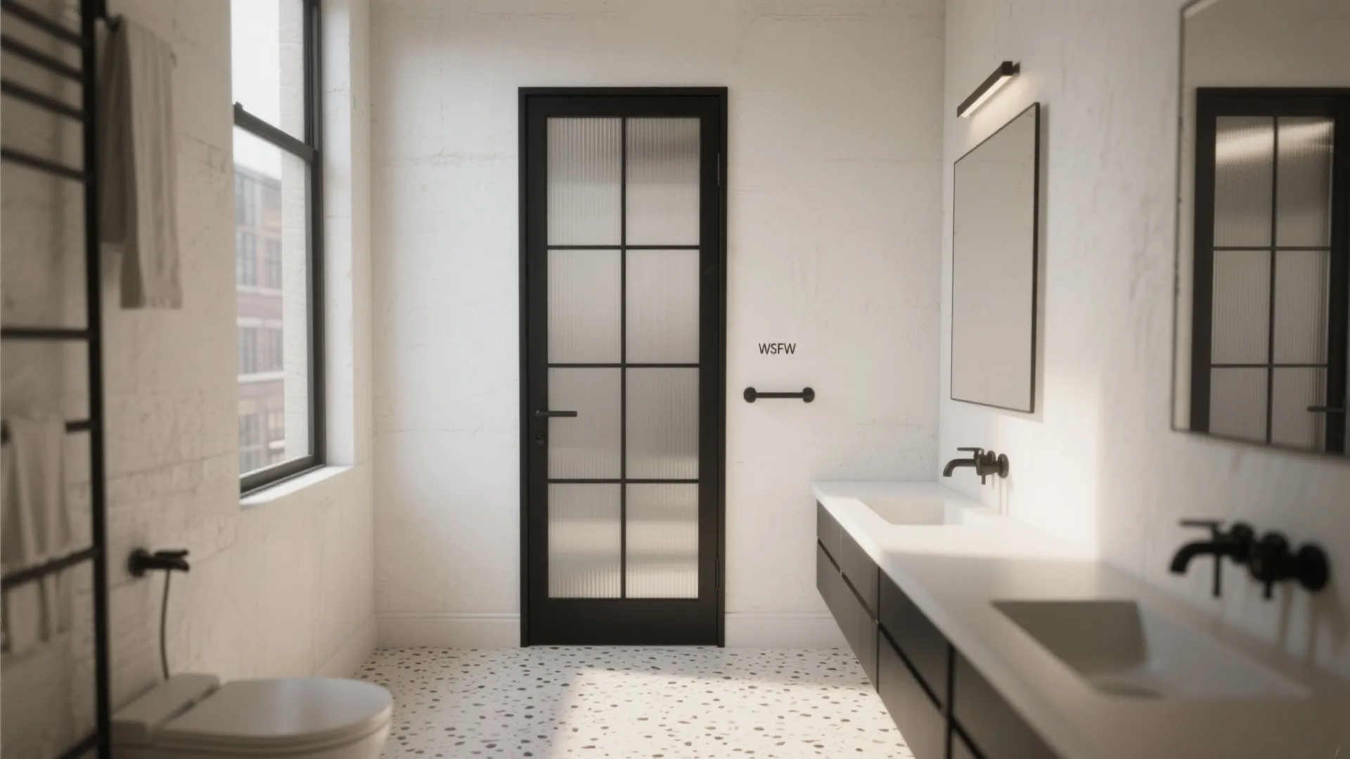 Slim Black-Framed Glass Door: Industrial-Chic