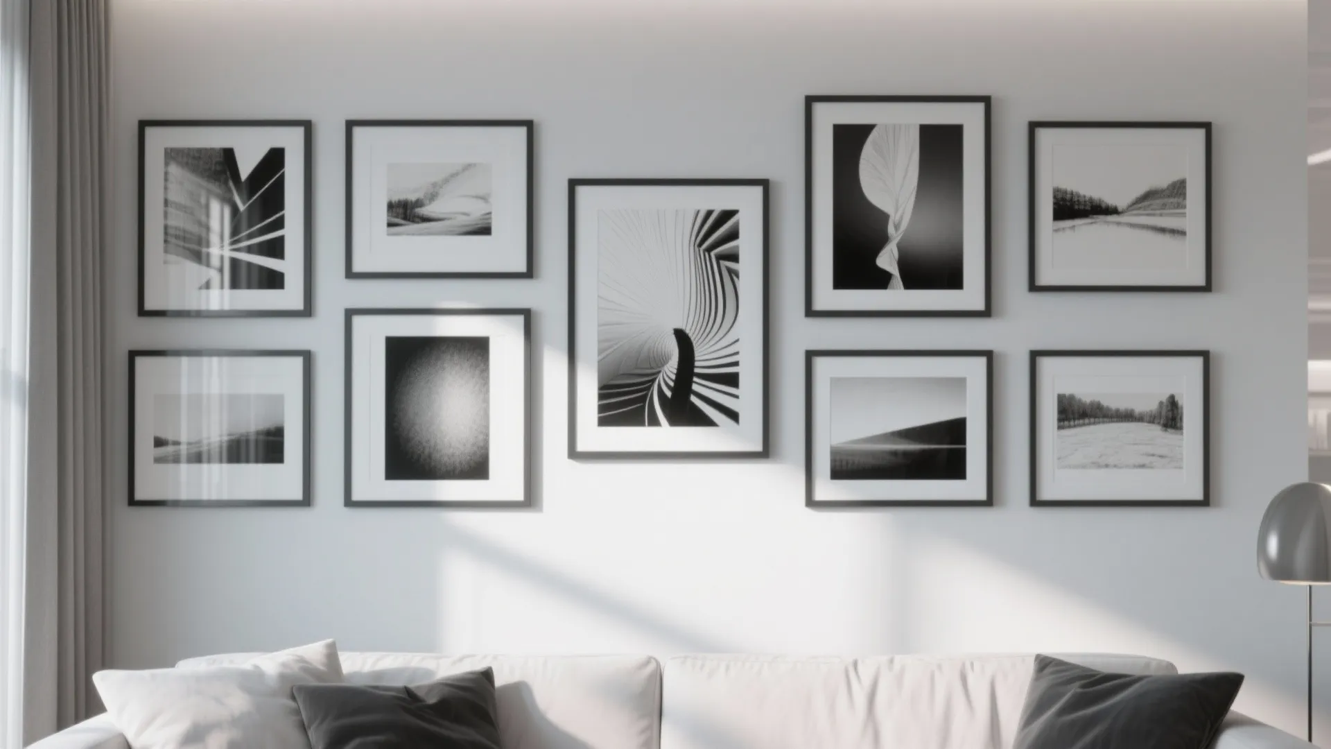 6. Black-Framed Art in a Gallery Wall