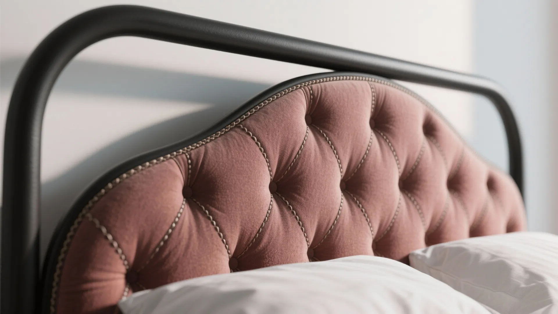 5. Bold headboard statement with simple black frame