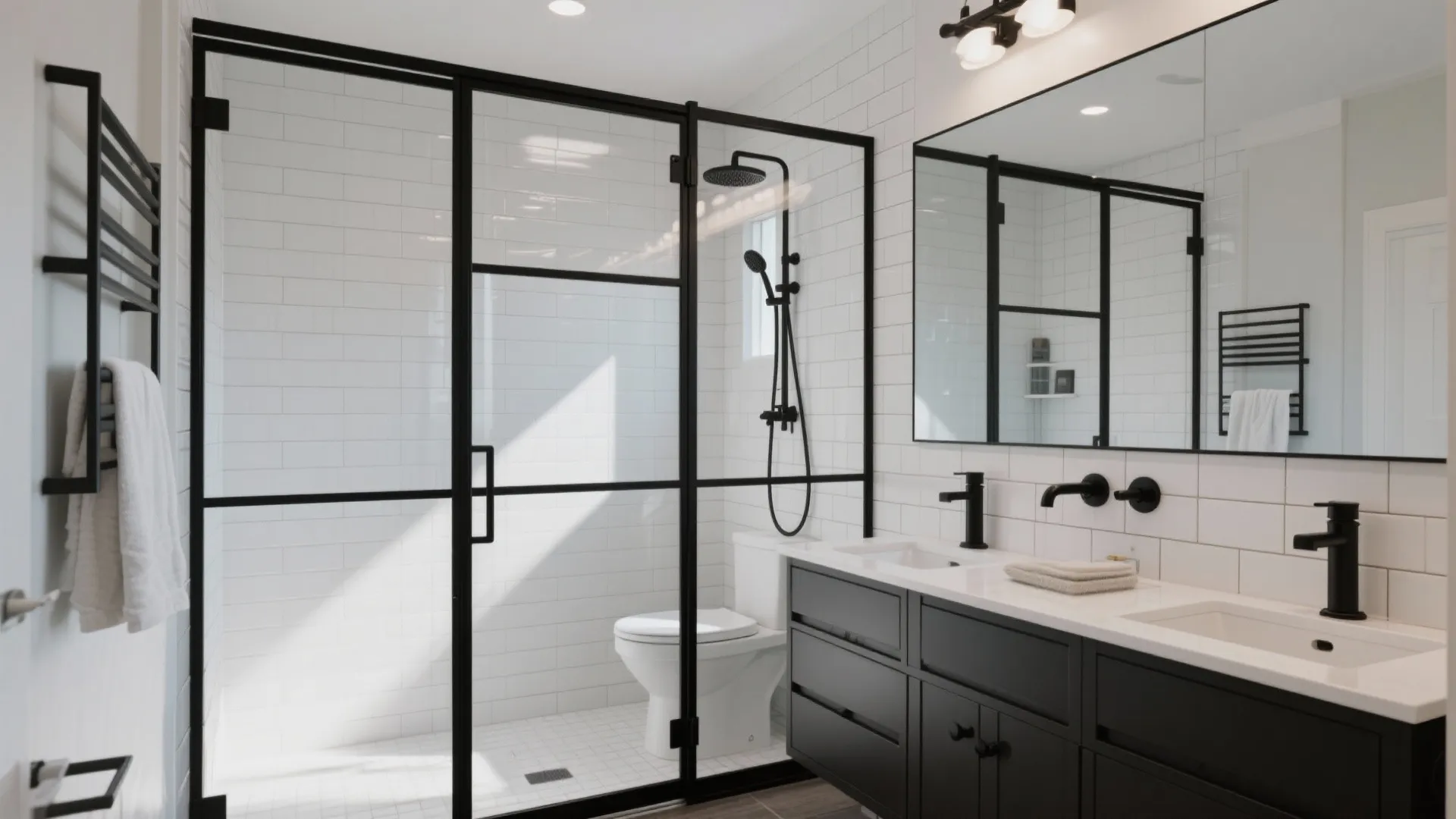 9. Black Framed Shower Doors