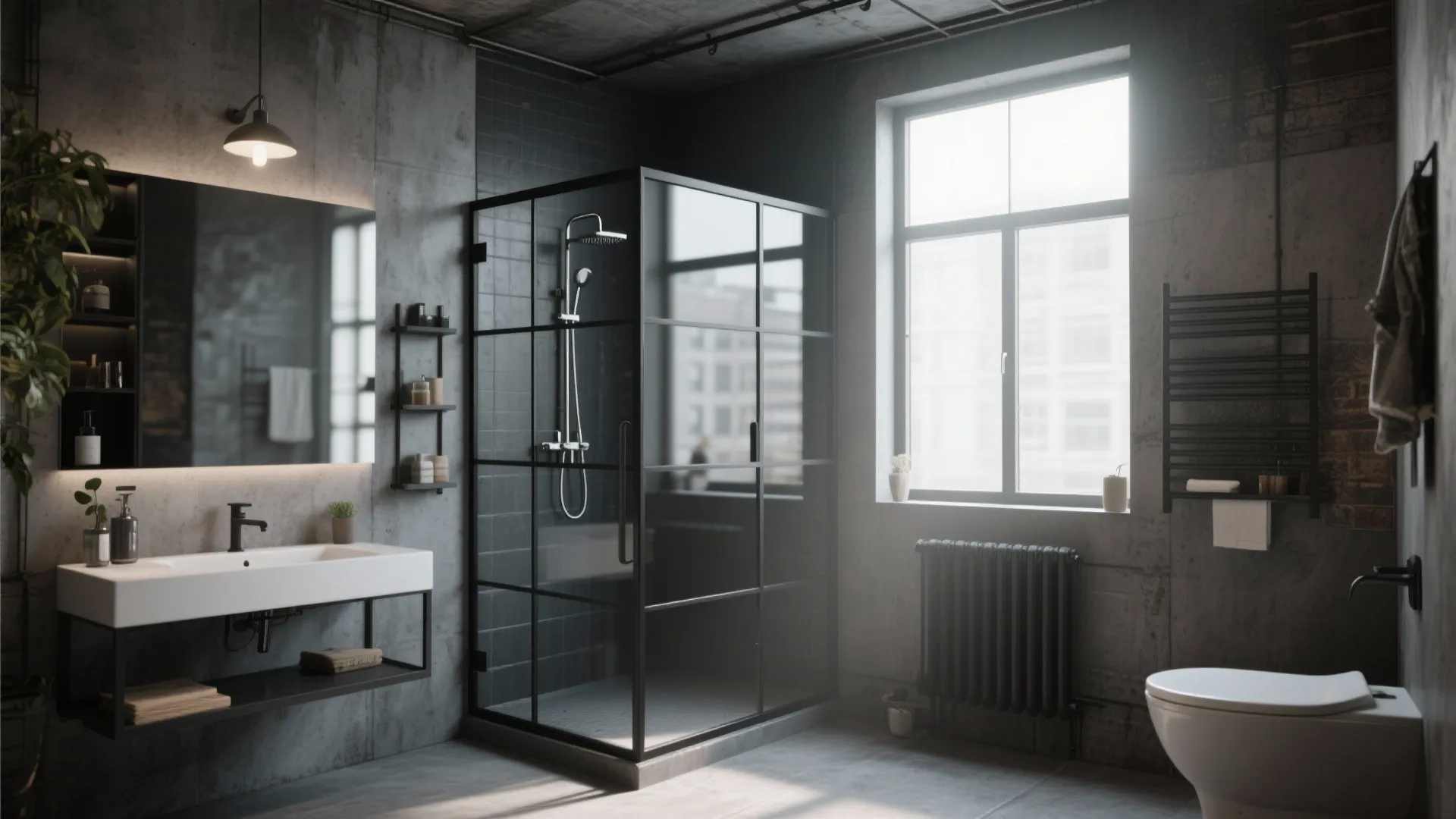 7. Black-Framed Industrial Style