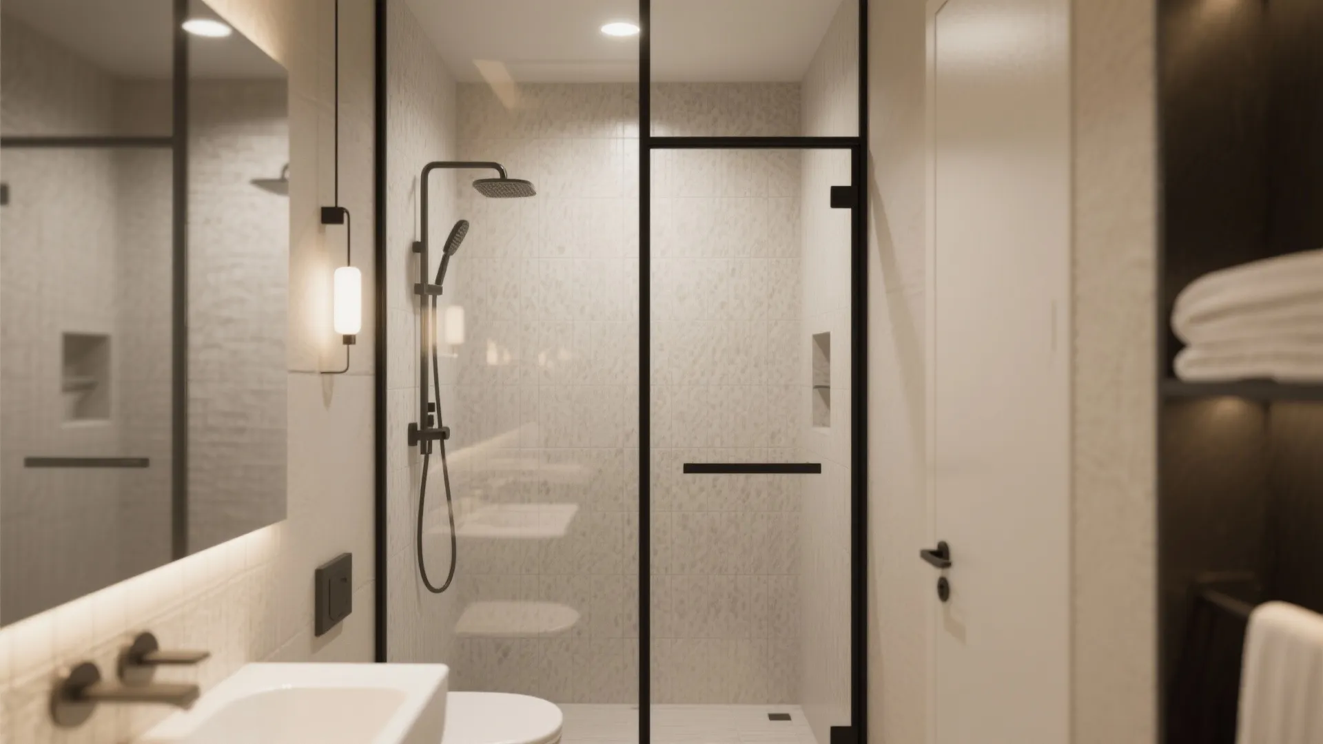 4. Glass Shower with Black Frames