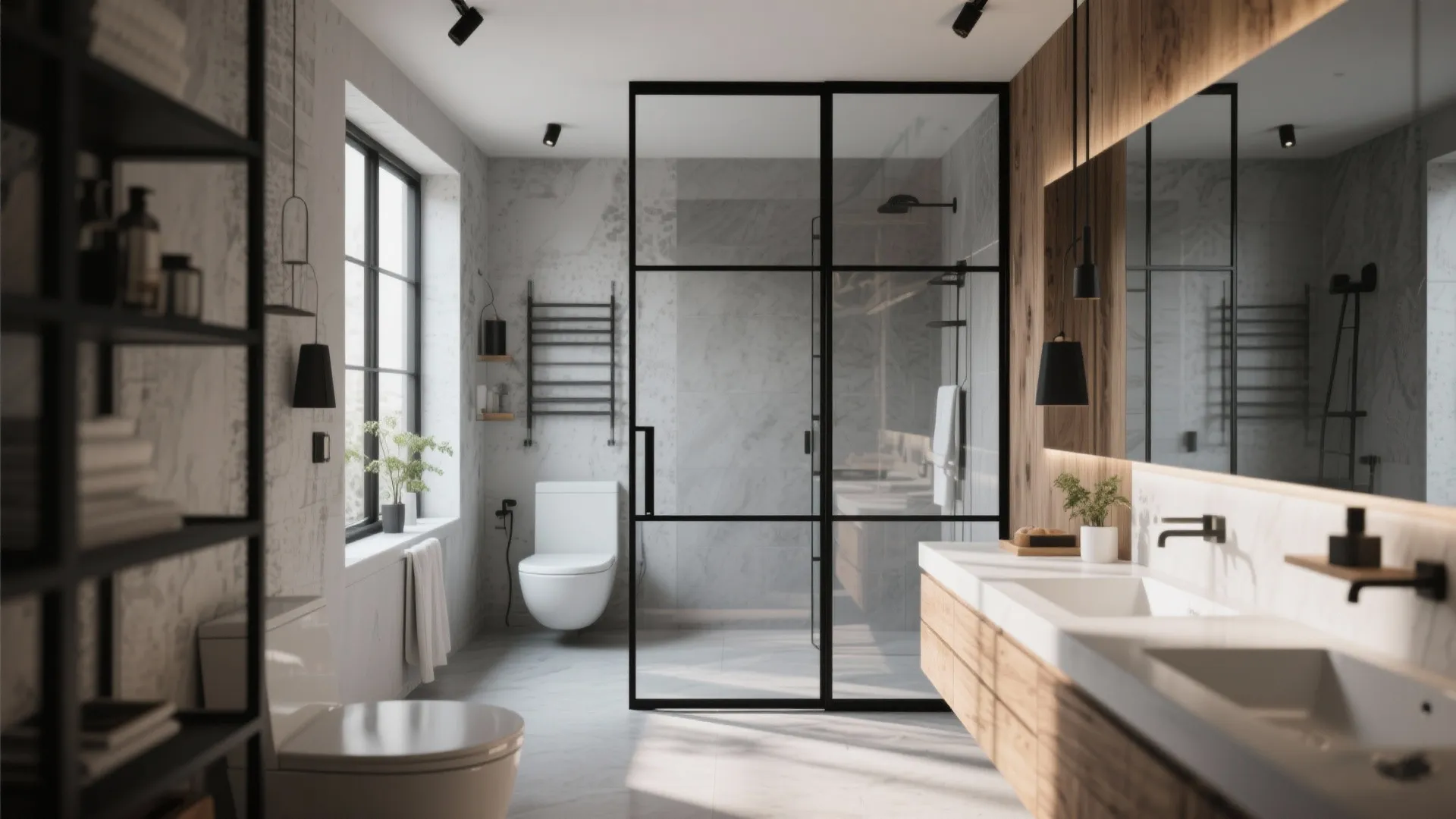 Industrial Black-Framed Glass