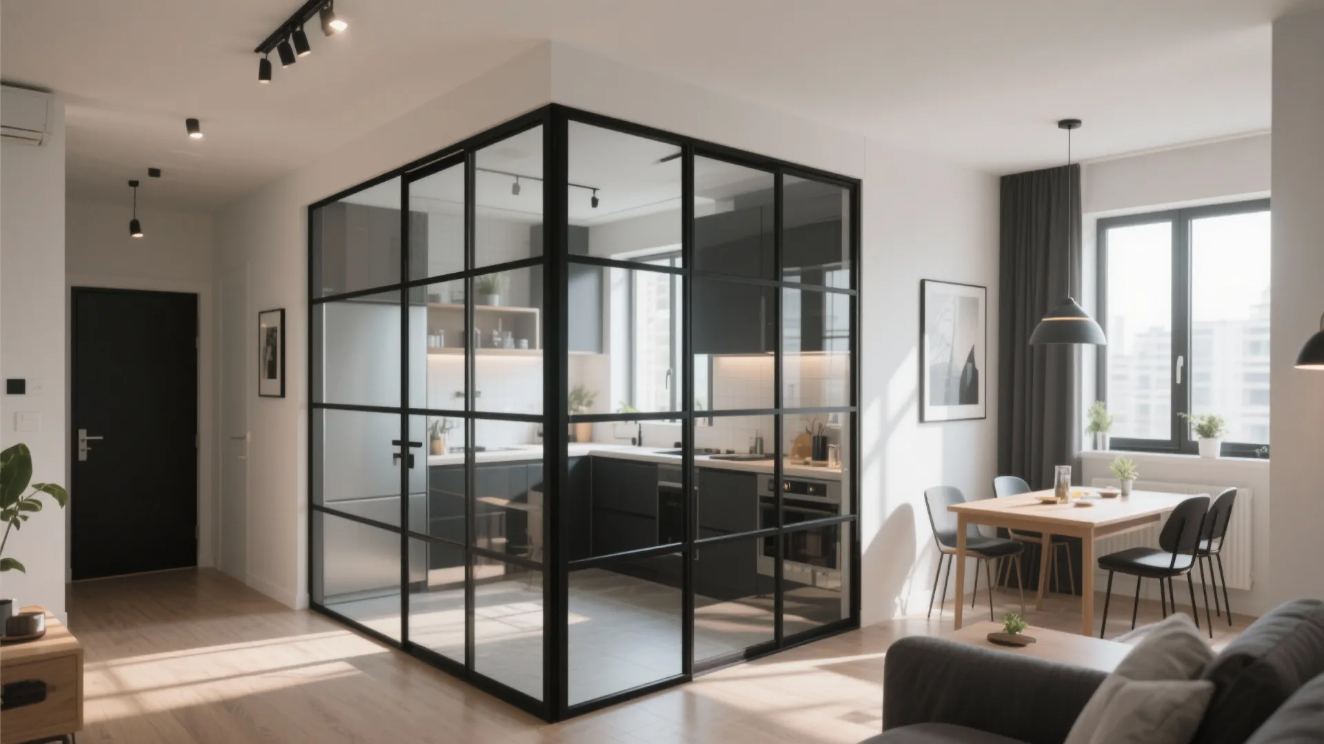5. Black Framed Glass Partition