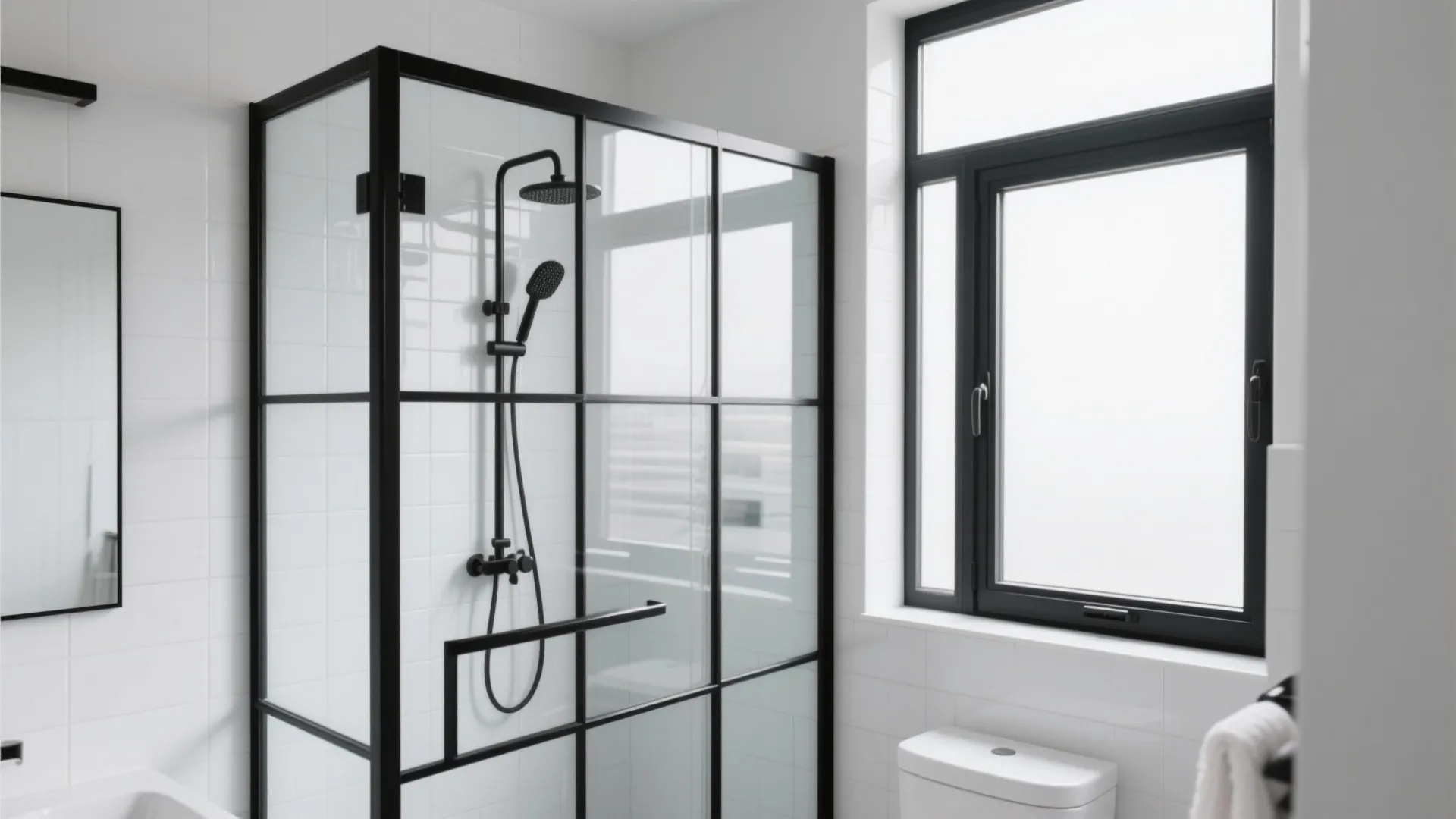 5. Black-Framed Shower Glass