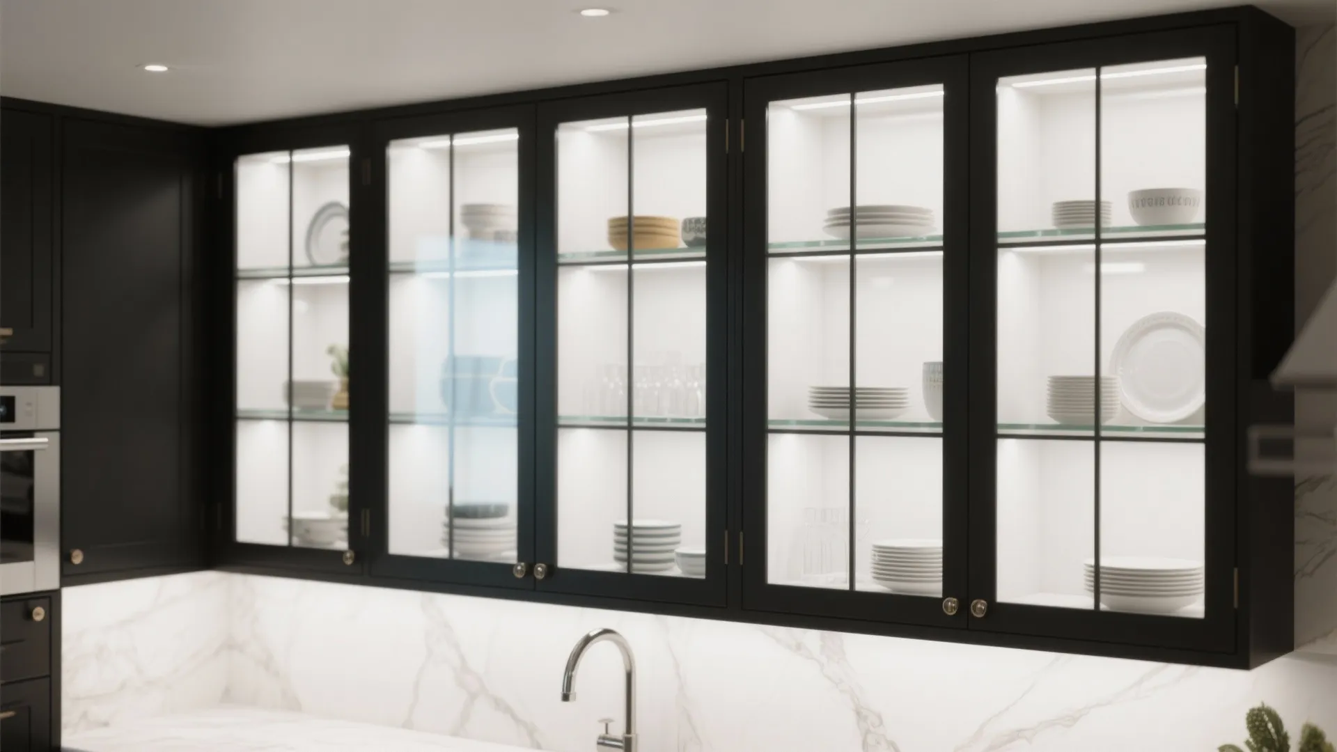 4. Black frames, white insets (and glass doors)