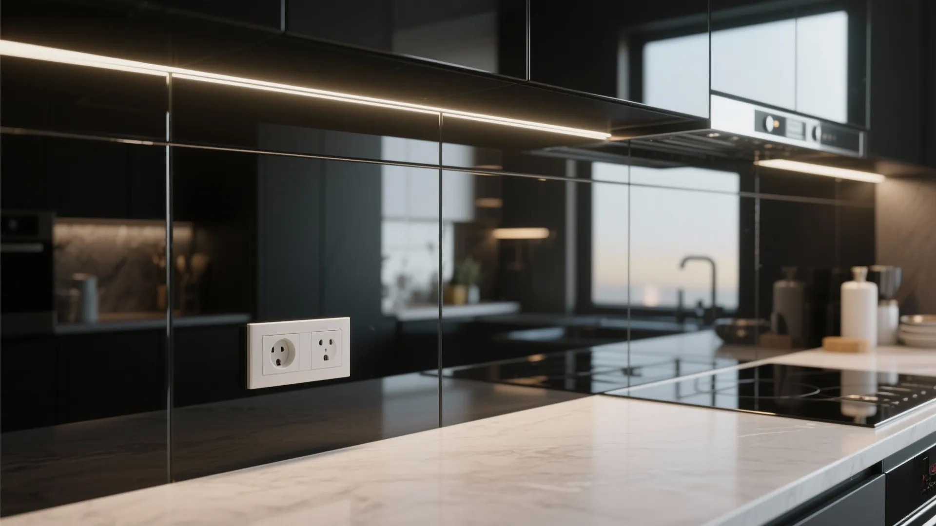 4. Black glass panels for a sleek, seamless look