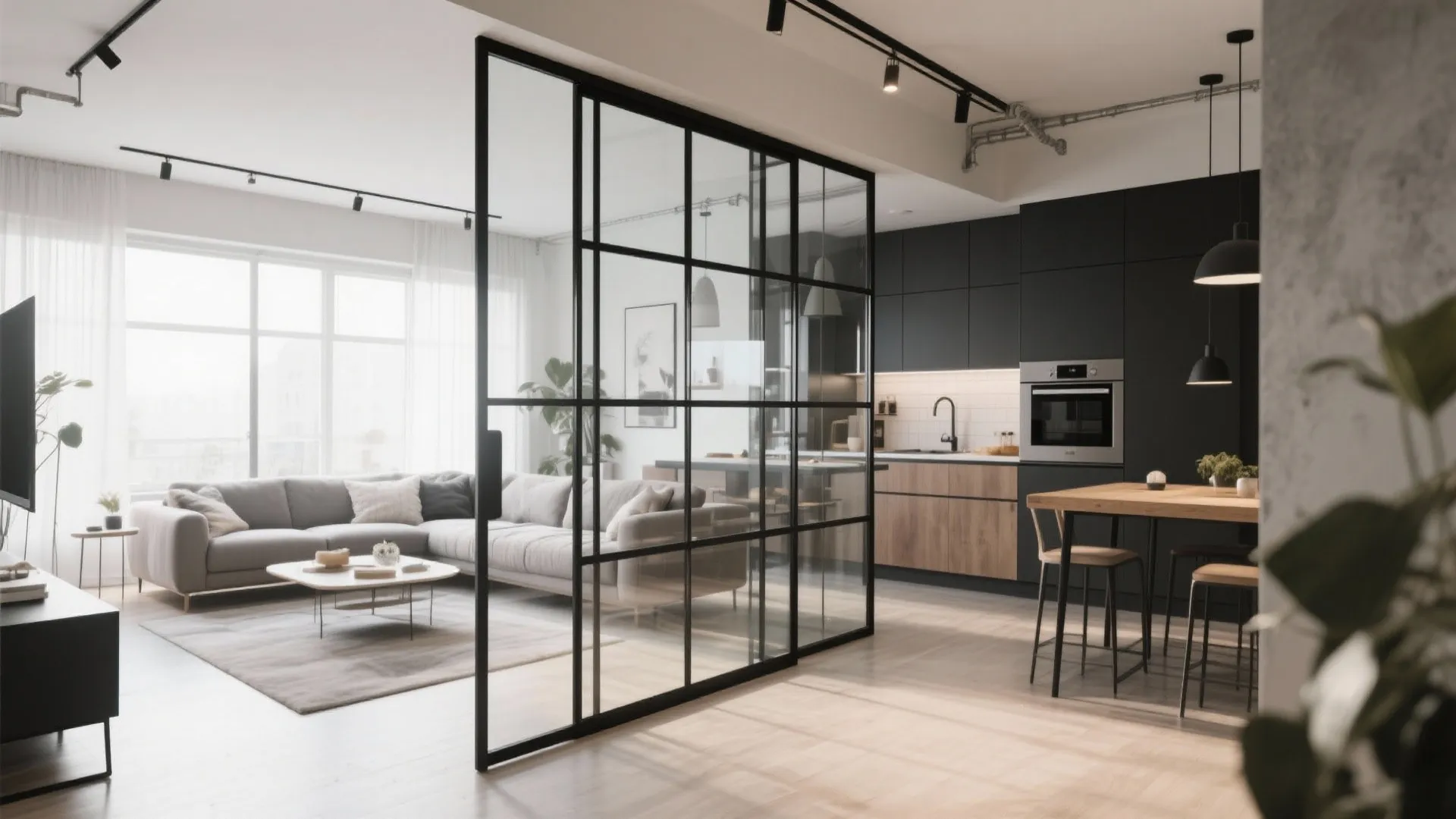 8. Black Framed Glass Partitions