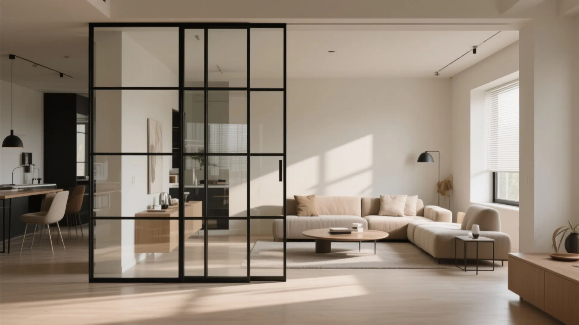 3. Glass Partition with Black Frames