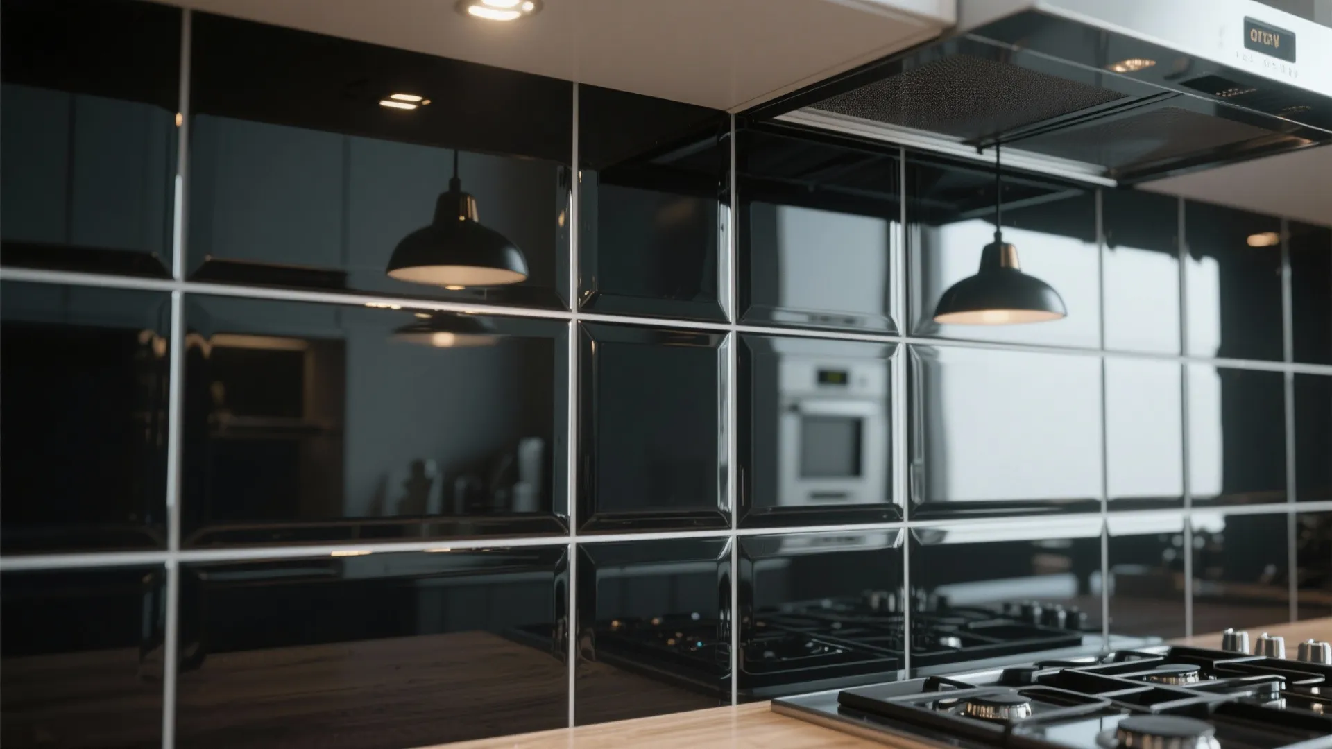 3. Black Glass Tile for Reflective Glam