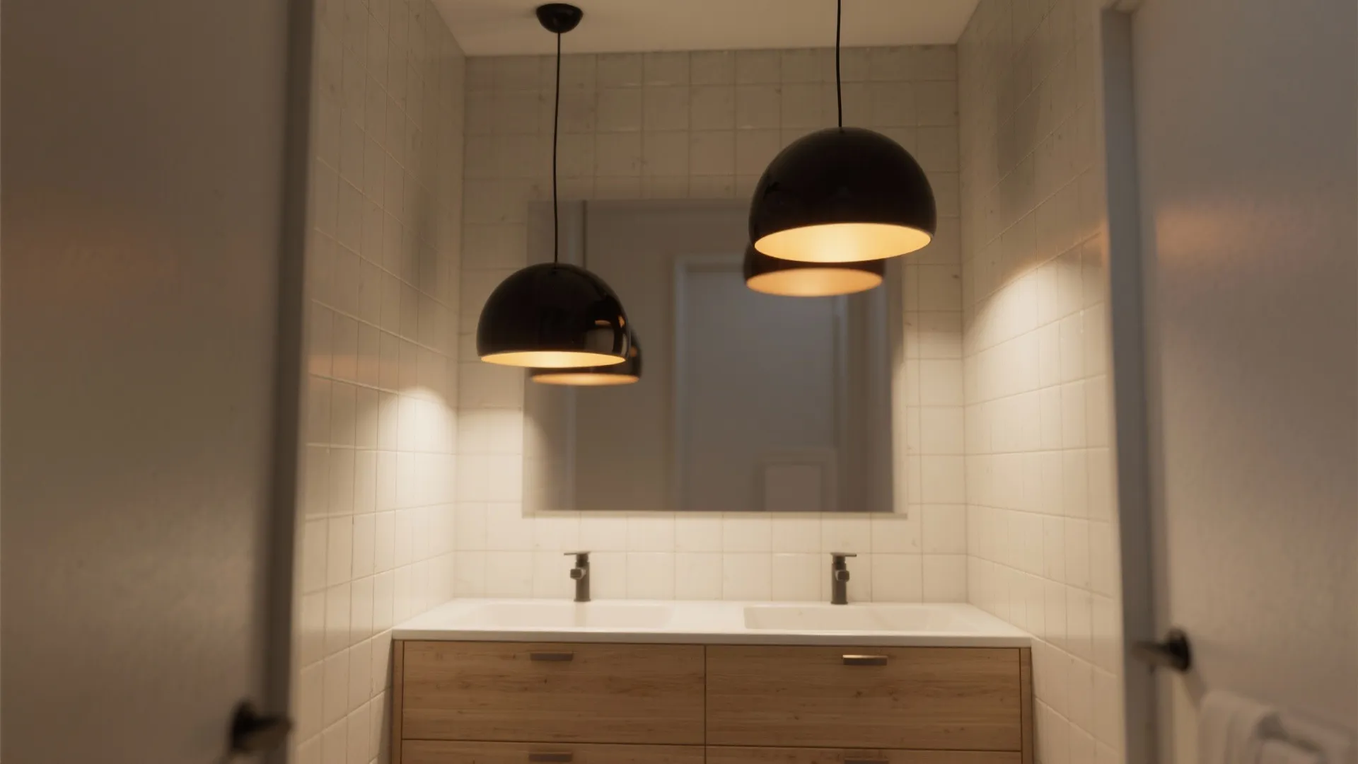 3. Black globe pendants for layered lighting