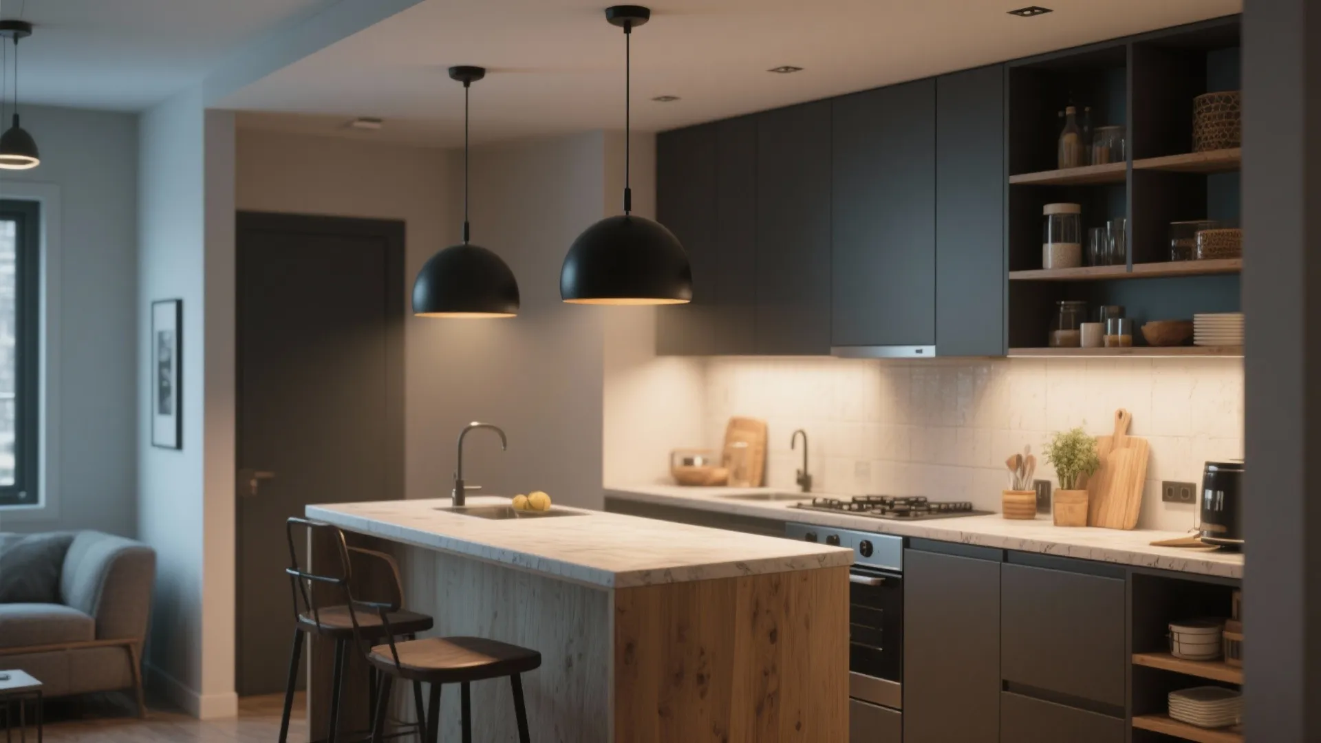 3. Black Globe Pendants to Soften Modern Lines