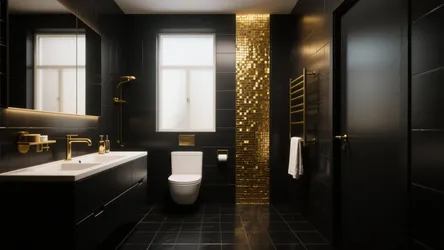 Black & Gold Bathroom Tile Ideas x5