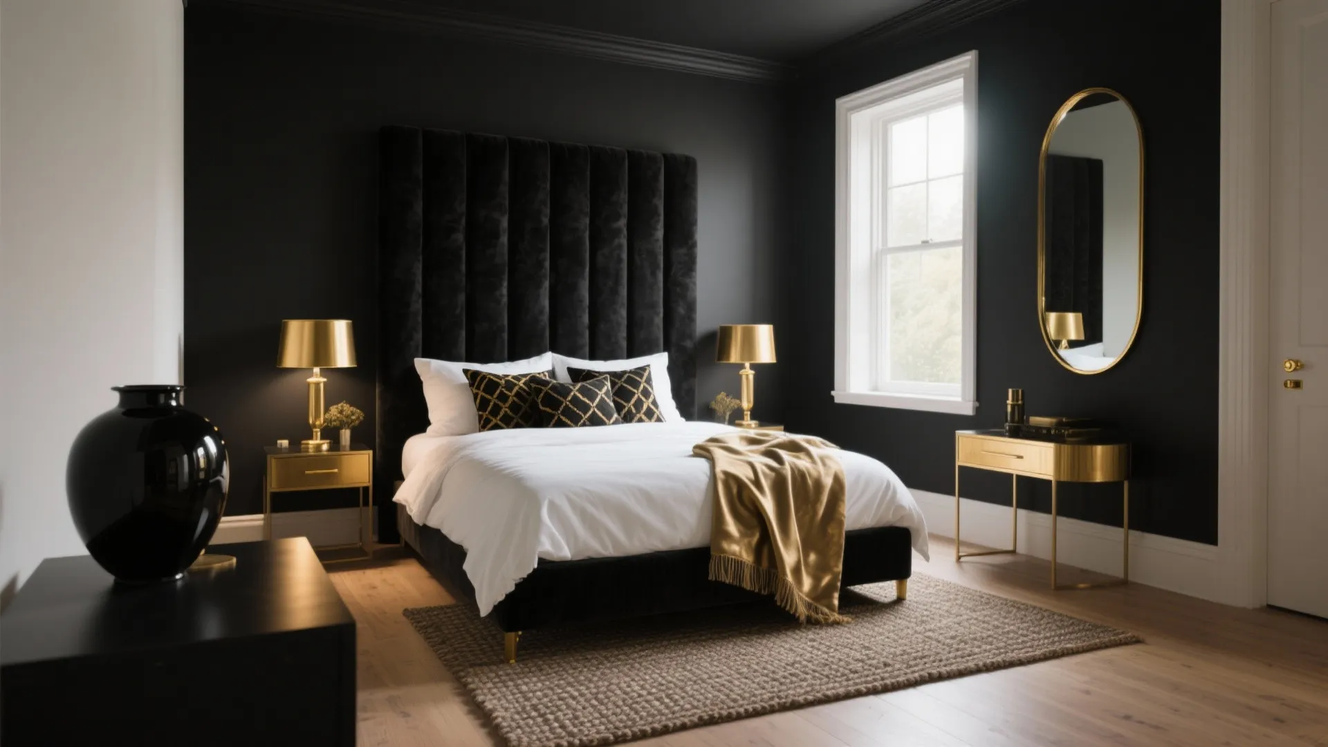 Black & Gold Queen Bedroom Ideas: 5 stylish small-space inspirations for a black and gold queen bedroom