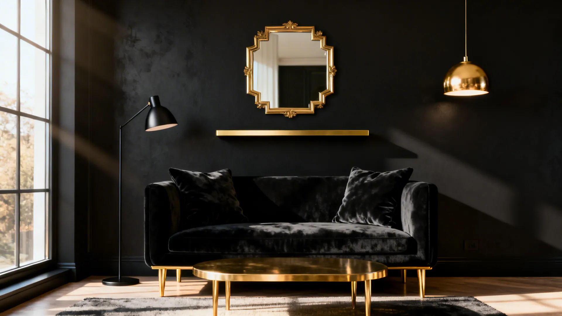 Black & Gold Apartment Living Room Ideas
