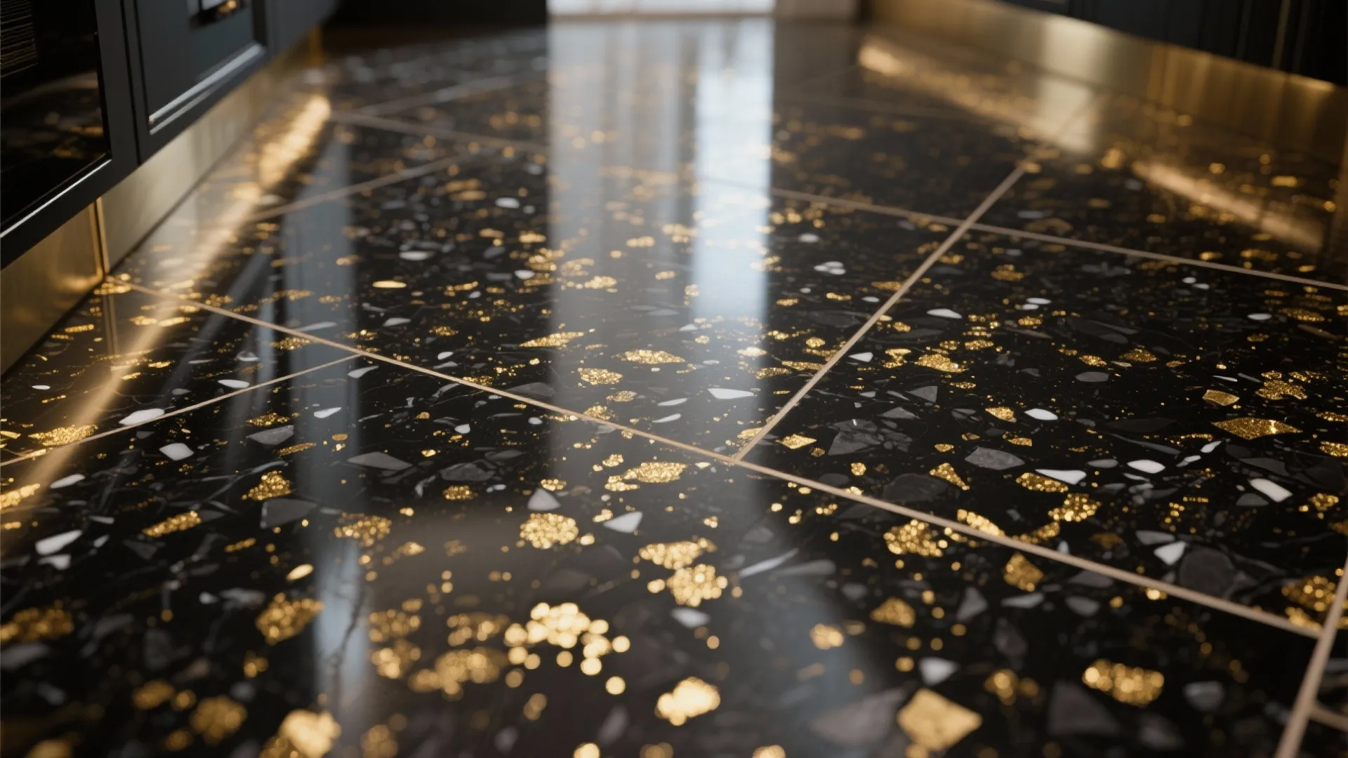 9. Black-and-Gold Terrazzo