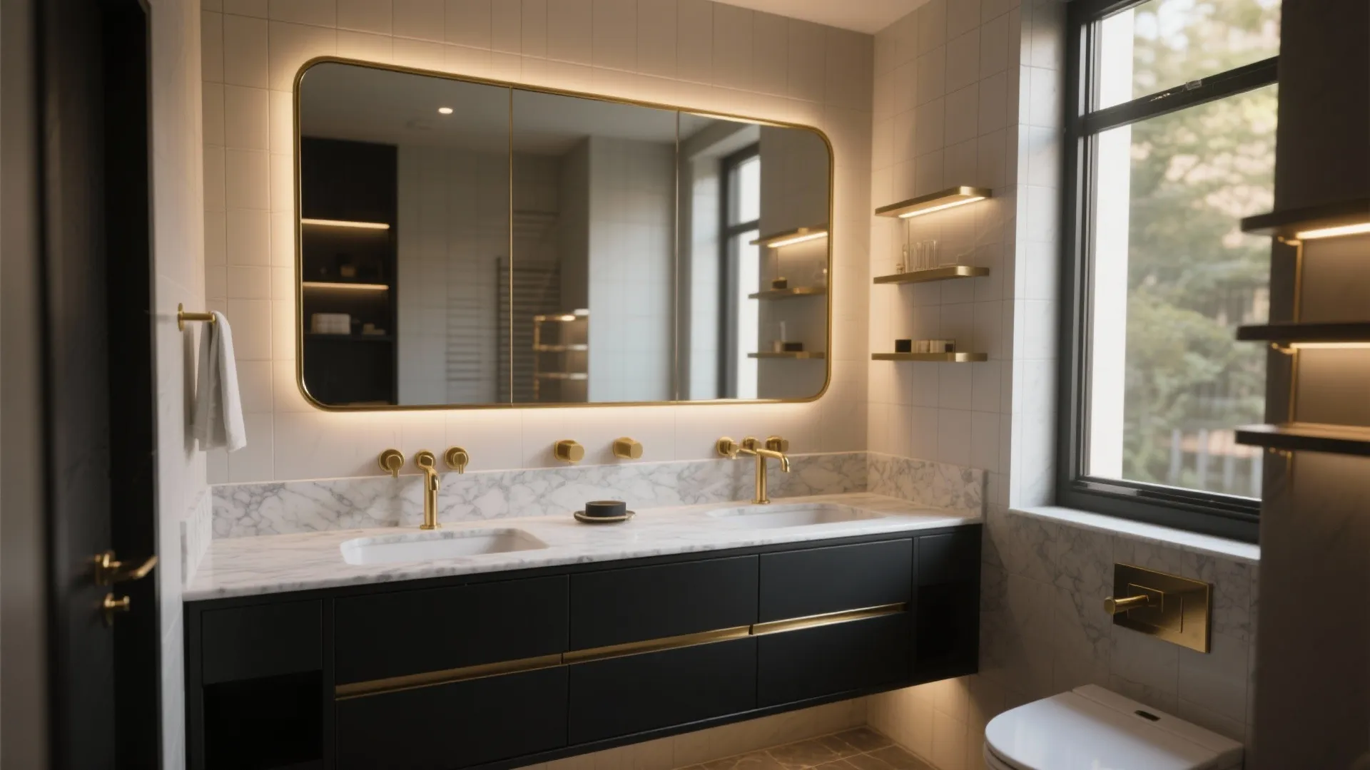 Black Gold Bathroom Vanity Ideas (5 Inspo): Small-bathroom solutions and luxe touches for black and gold vanities